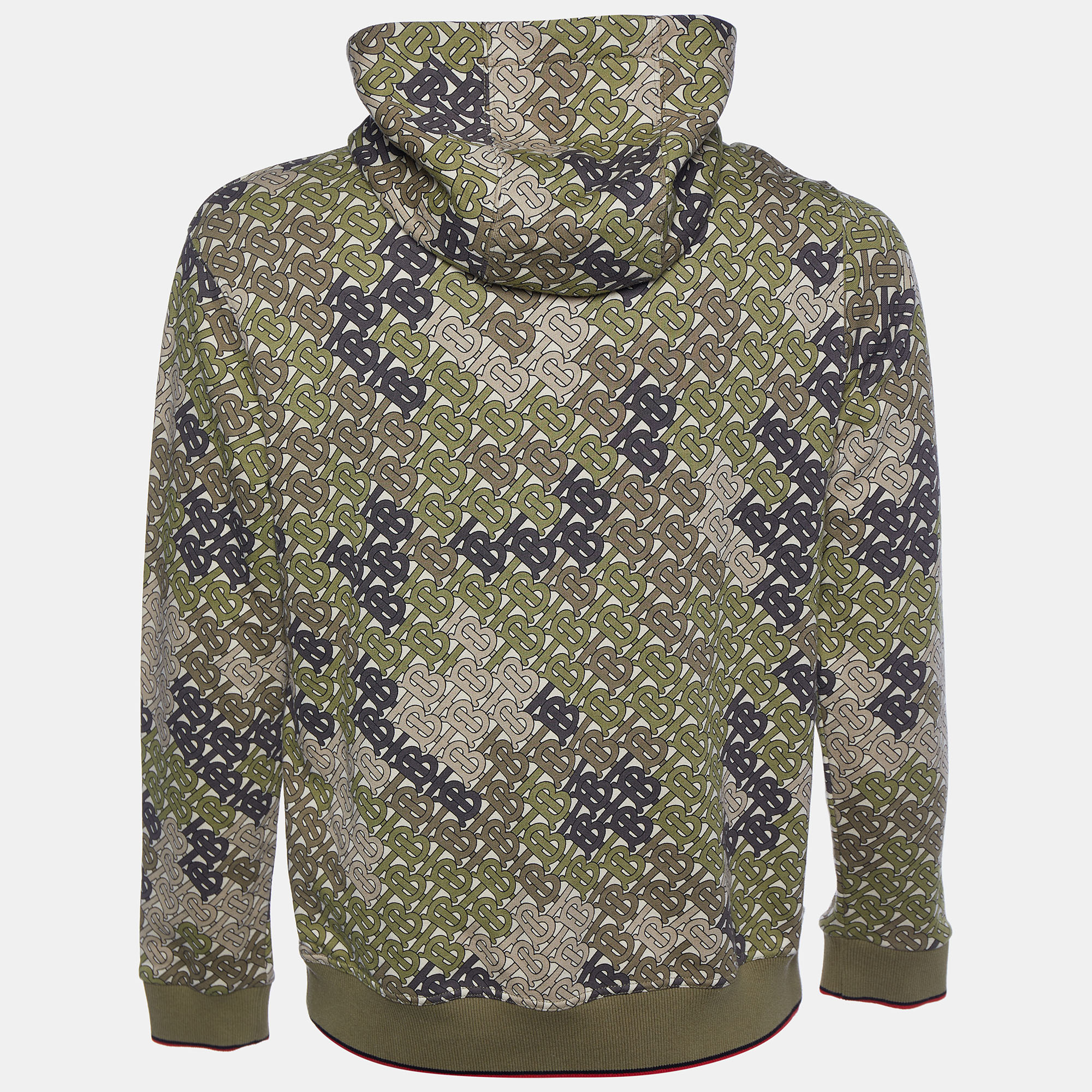 

Burberry Green Camouflage Monogram Printed Cotton Knit Hoodie
