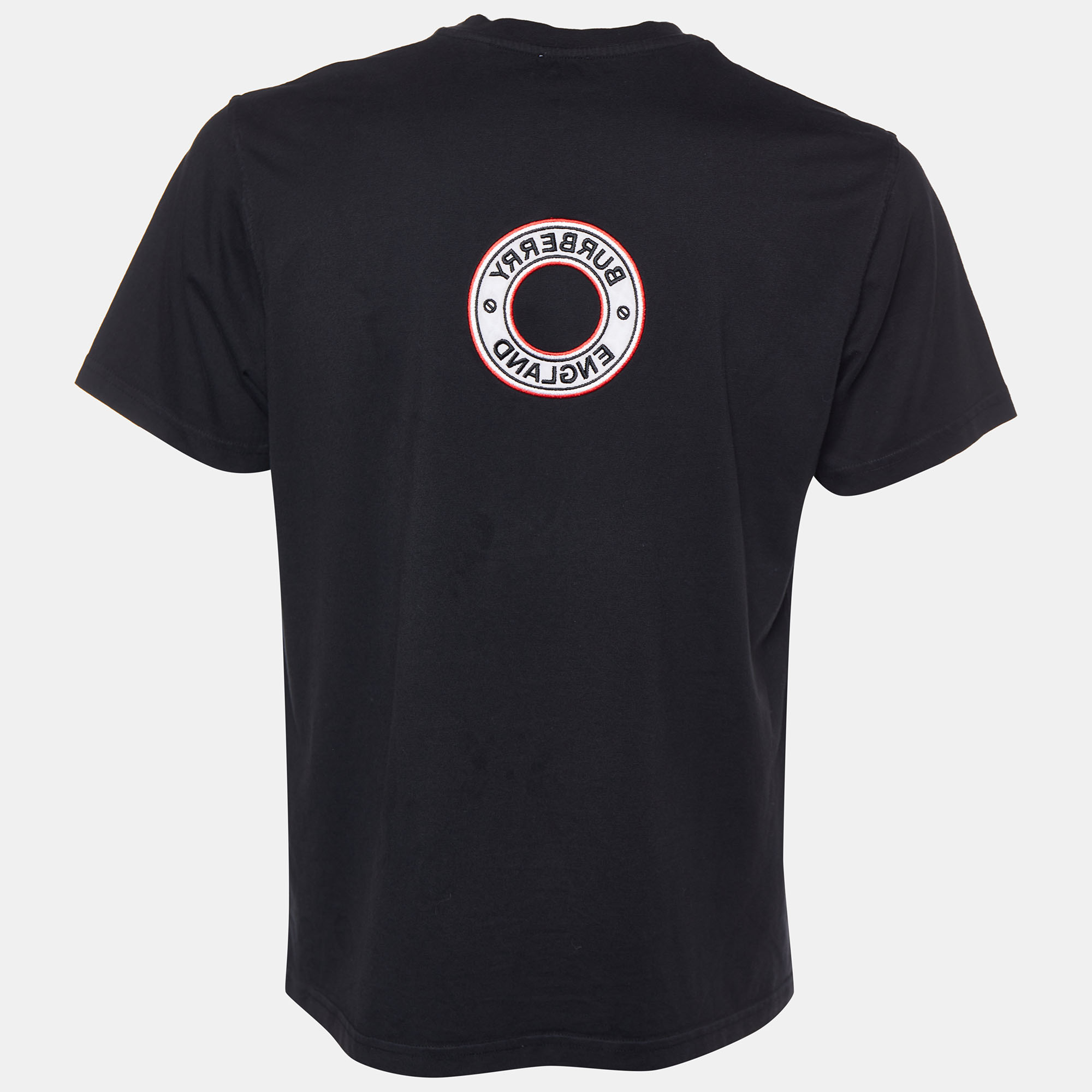 

Burberry Black Archway Circle Logo Embroidered Cotton Knit T-Shirt