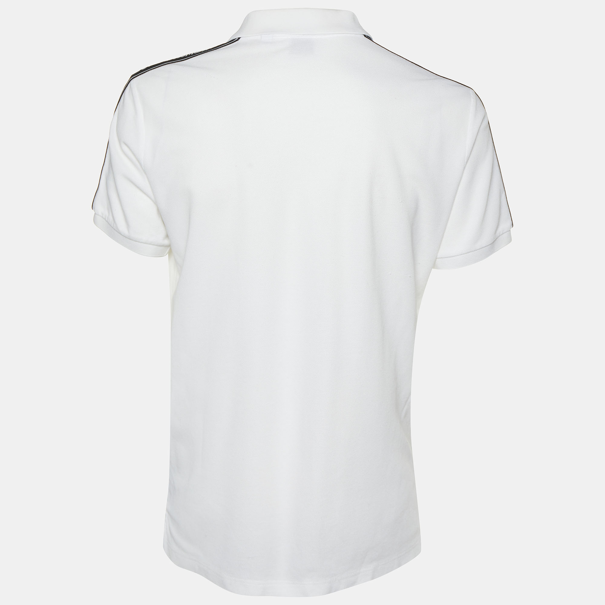 

Burberry White Cotton Pique logo Band Detail Stonely Polo T-shirt