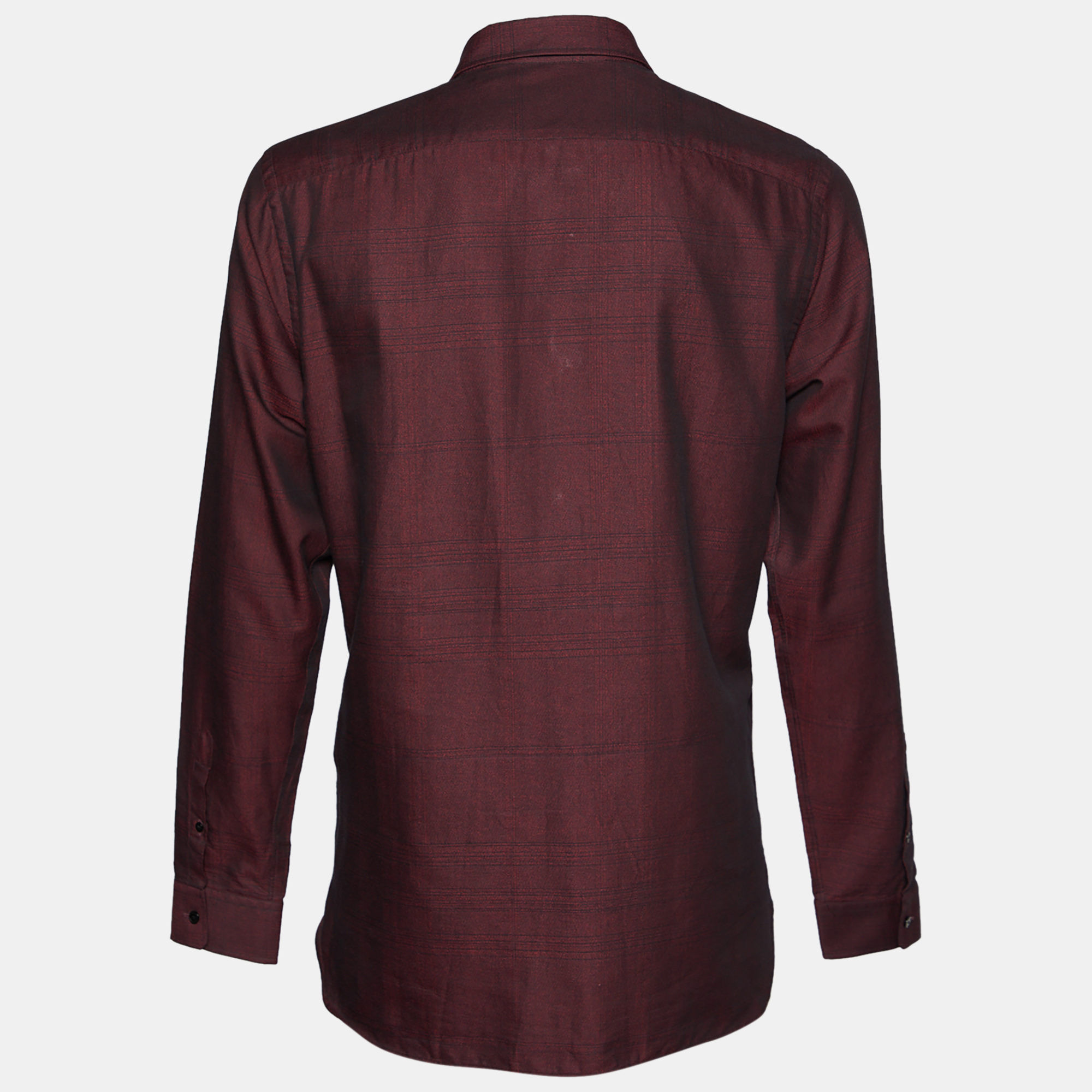 

Burberry Burgundy Checkered Cotton Tailored Shirt