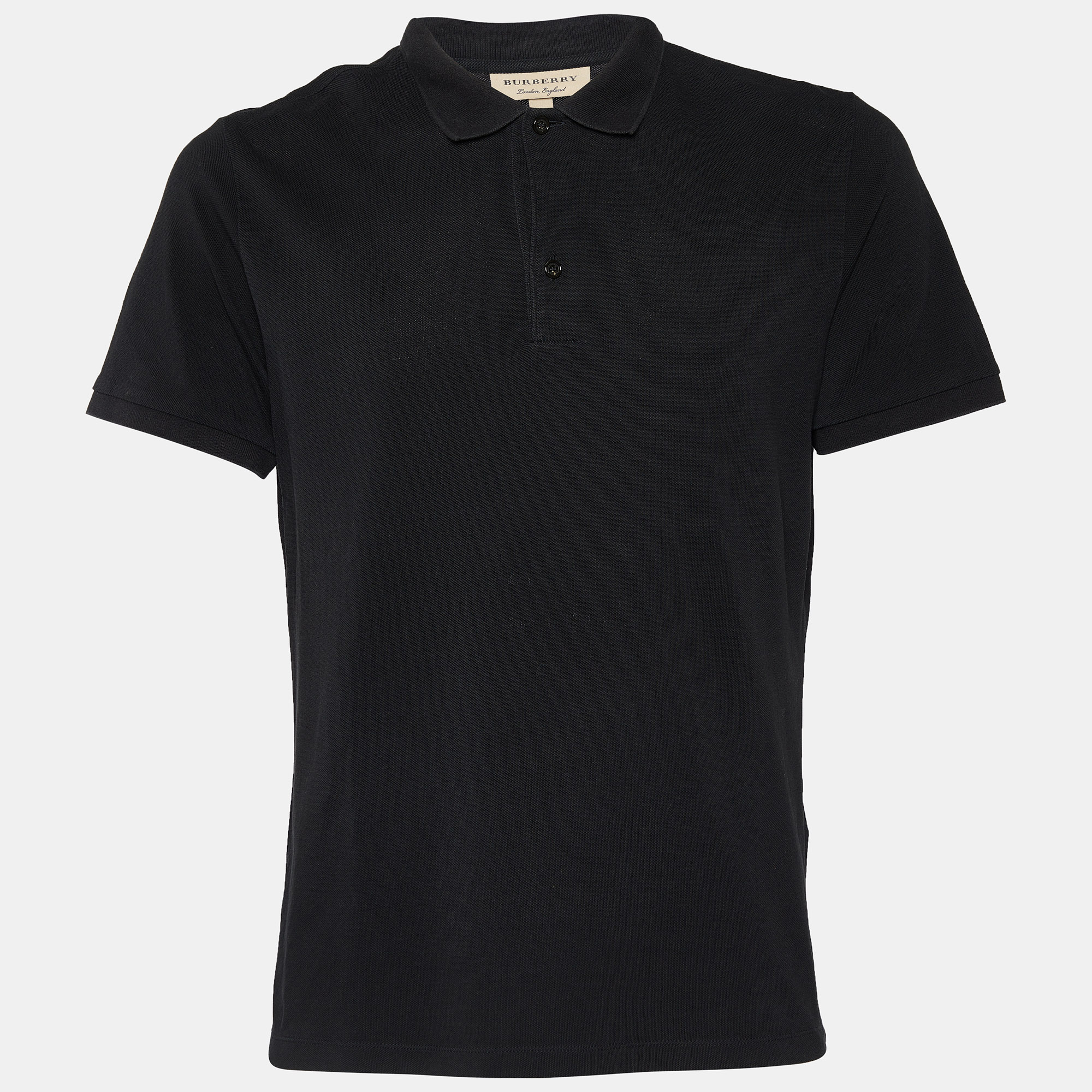 Pre-owned Burberry Black Cotton Pique Polo T-shirt L