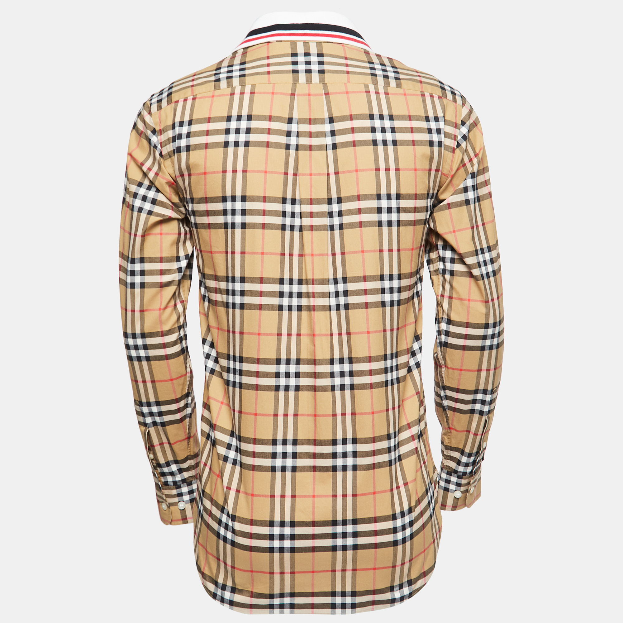 

Burberry Beige Vintage Checked Cotton Edward Knit Collar Shirt