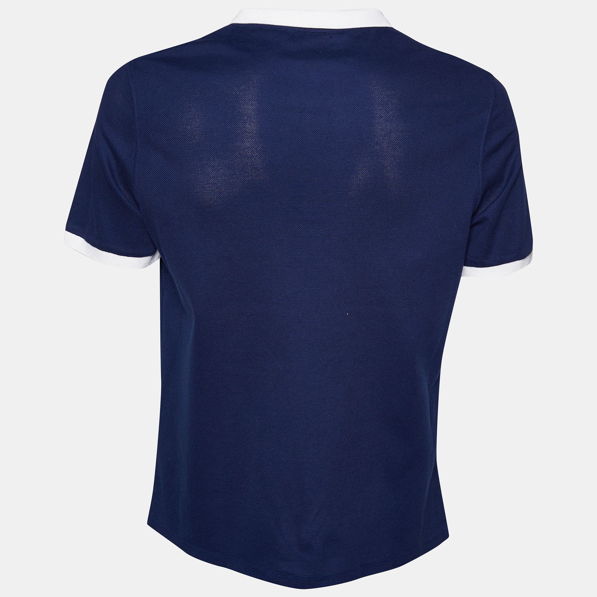 

Burberry Navy Blue Cotton Pique Contrast Detail Polo T-Shirt
