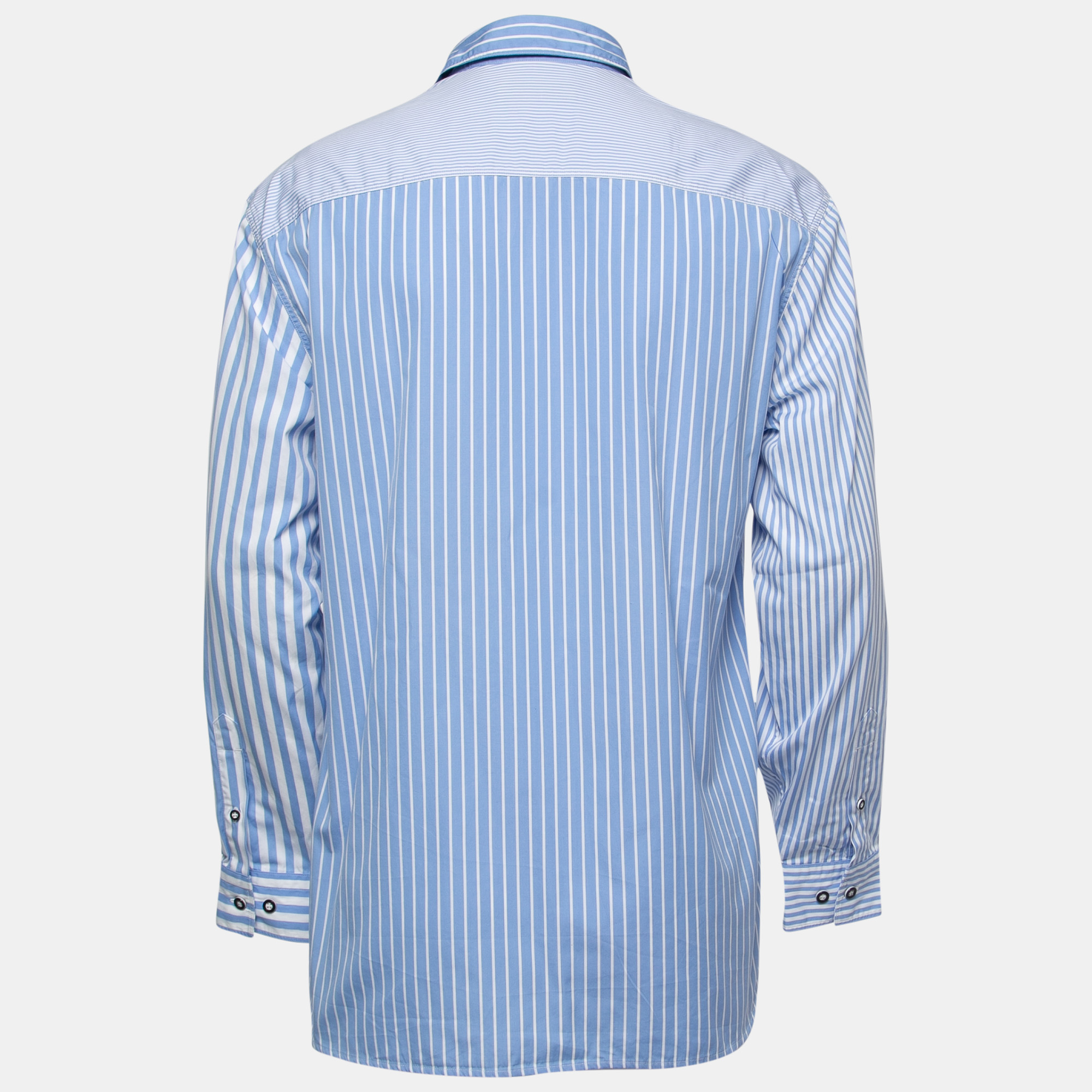 

Burberry Blue Striped Cotton Button Front Shirt