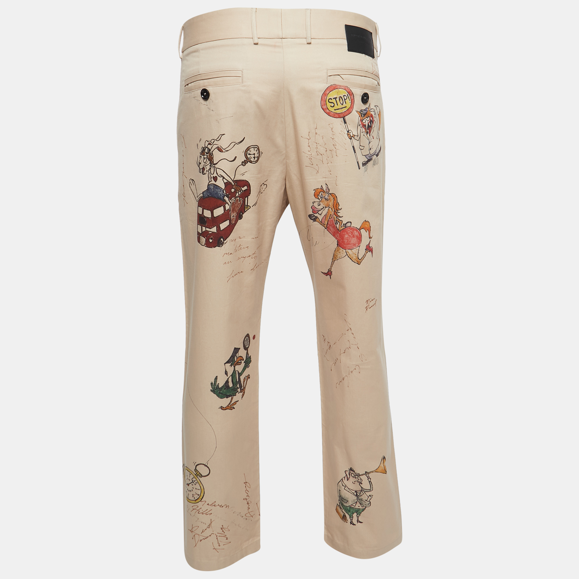 

Burberry Beige Cotton Sketch Print Trousers