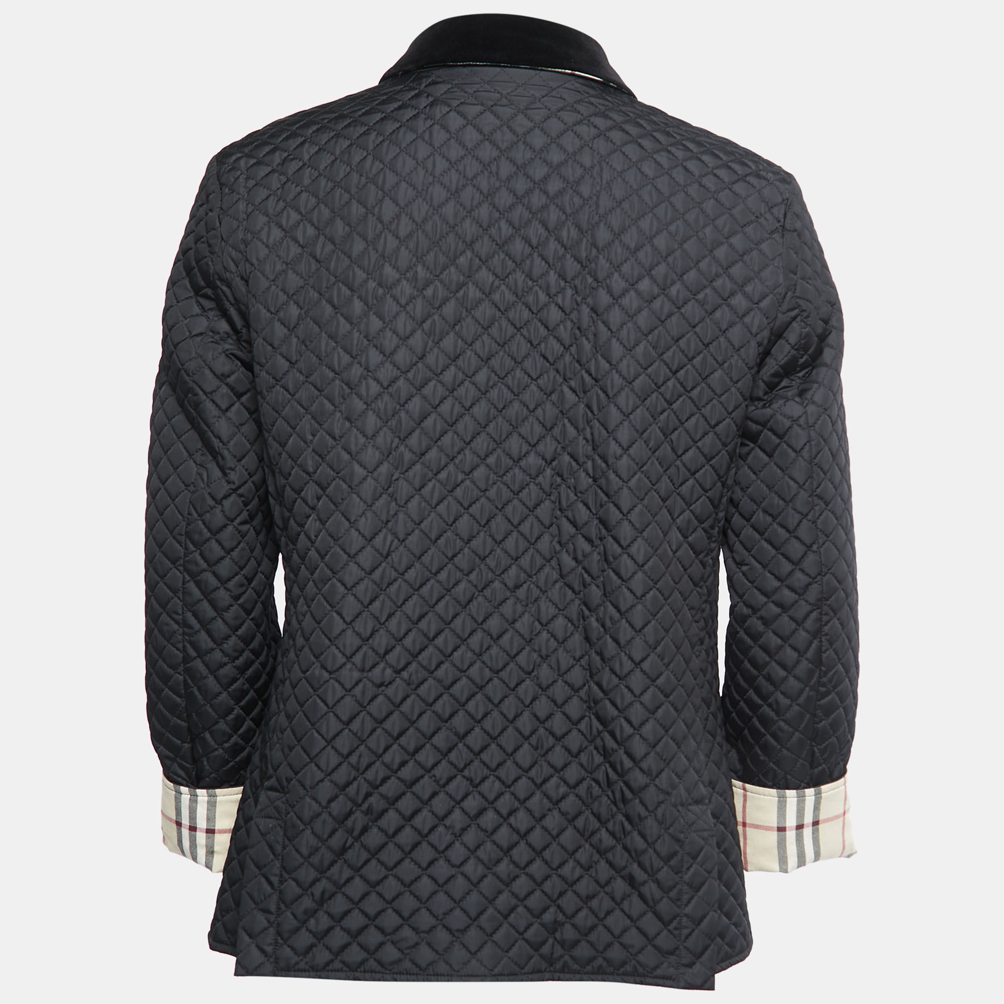 

Burberry Black Vintage Quilted Nylon Button Front Jacket