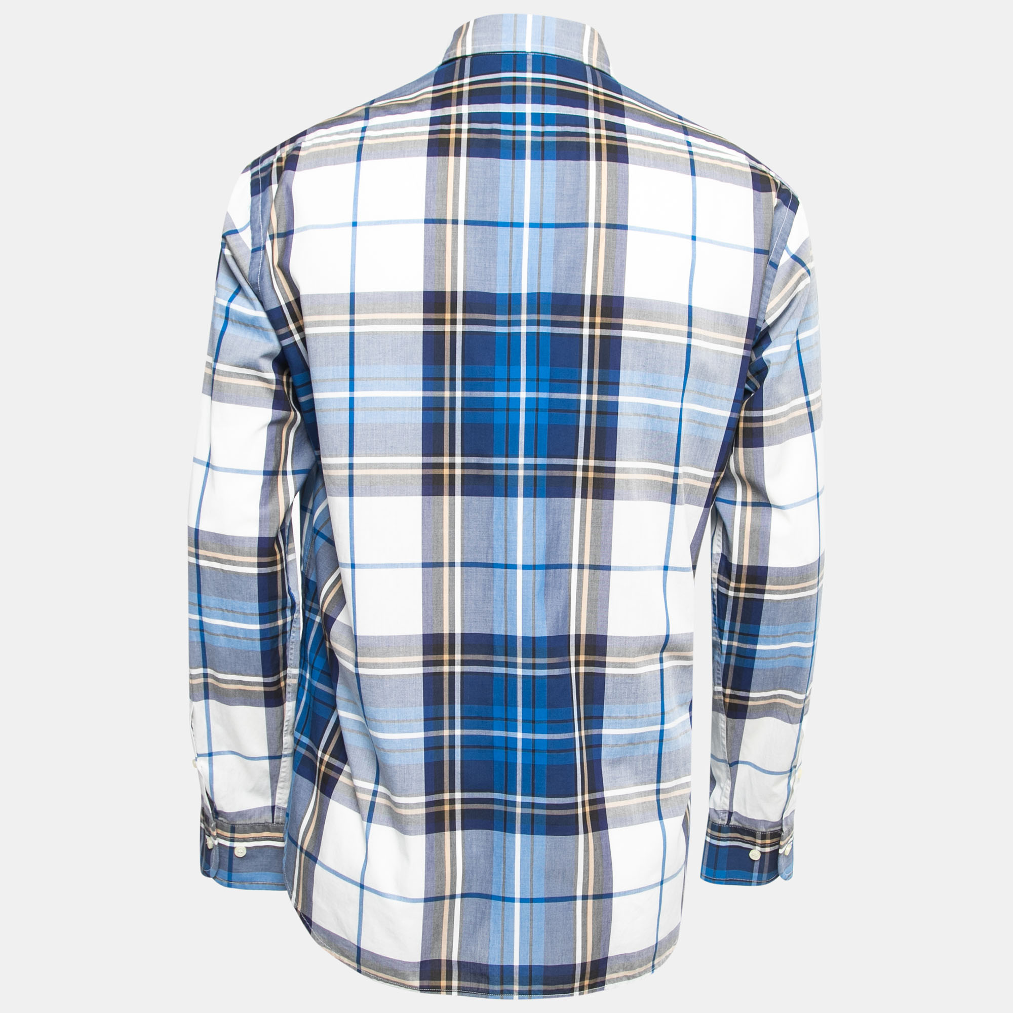 

Burberry Blue Plaid Cotton Button Front Full Sleeve Shirt