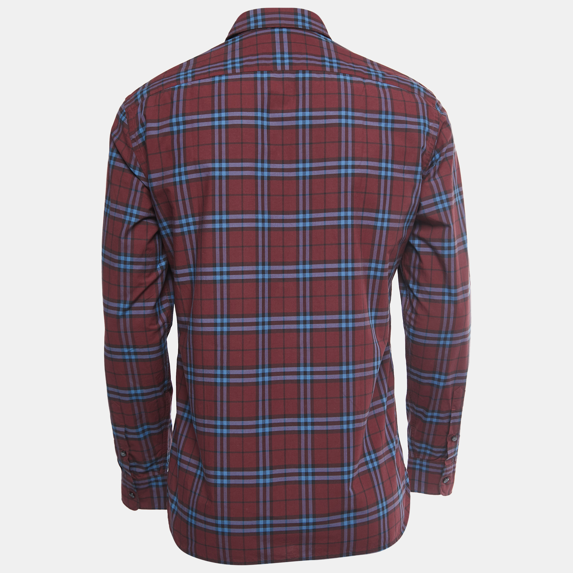 

Burberry Dark Red/Blue Checked Cotton Full Sleeve Shirt