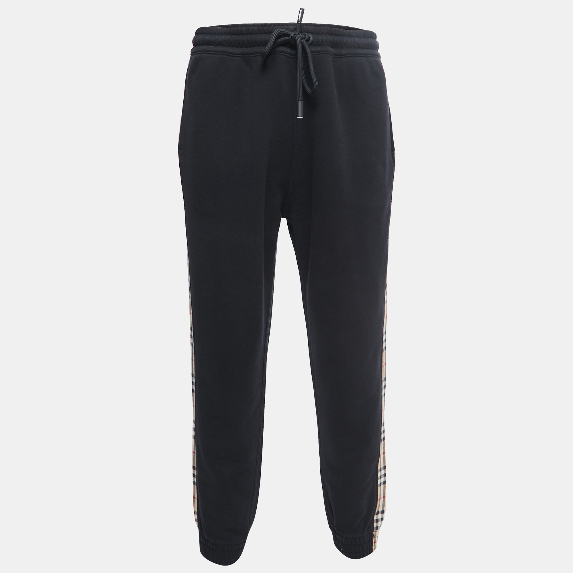 Pre-owned Burberry Black Checkford Cotton Knit Joggers Xl