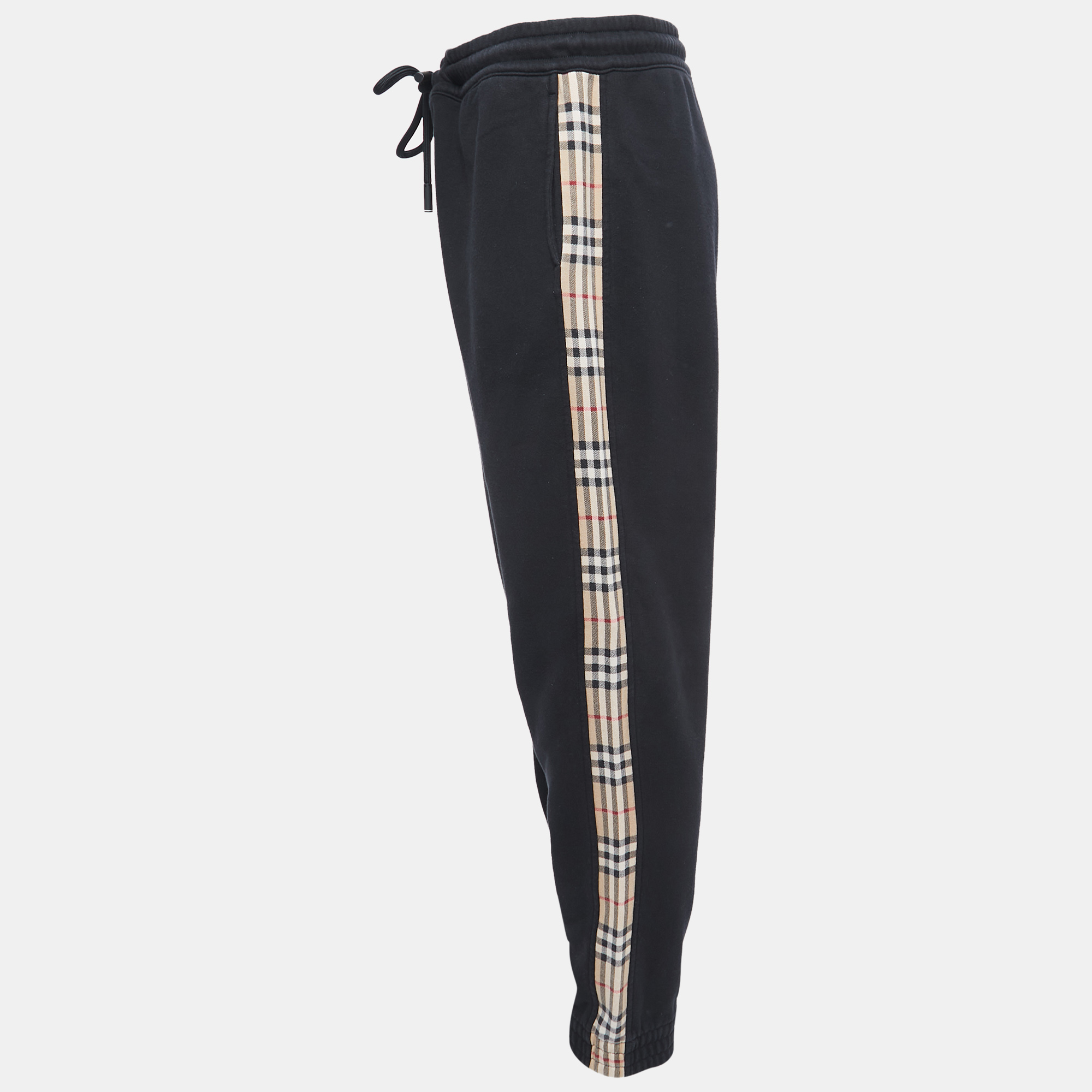 

Burberry Black Checkford Cotton Knit Joggers