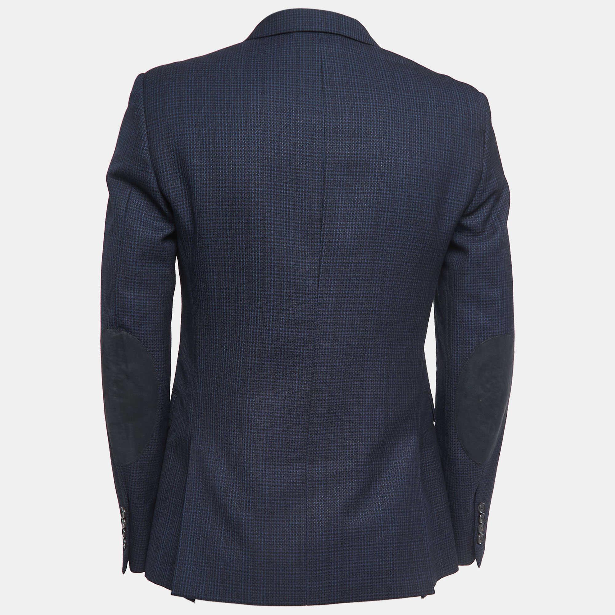 

Burberry Navy Blue Patterned Wool Single Breasted Blazer