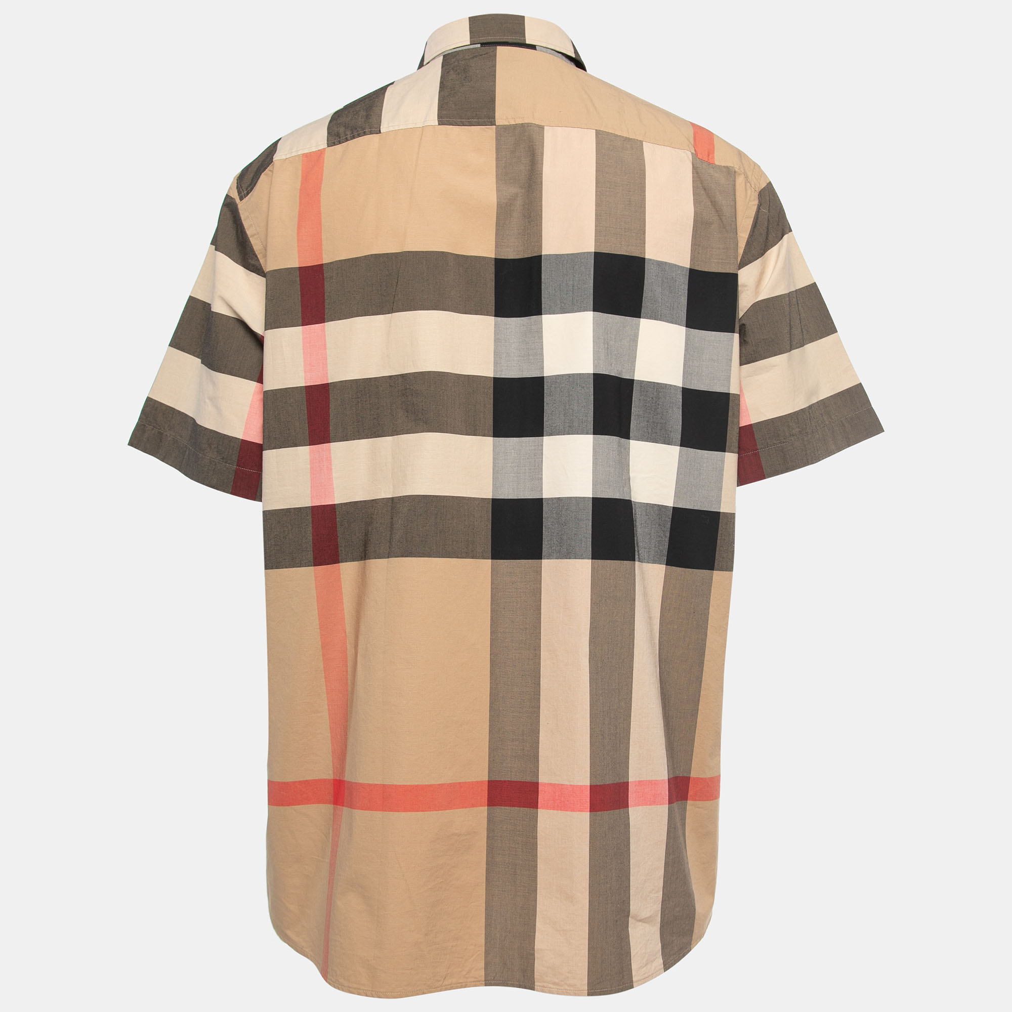 

Burberry Beige Checked Cotton Button Front Half Sleeve Shirt