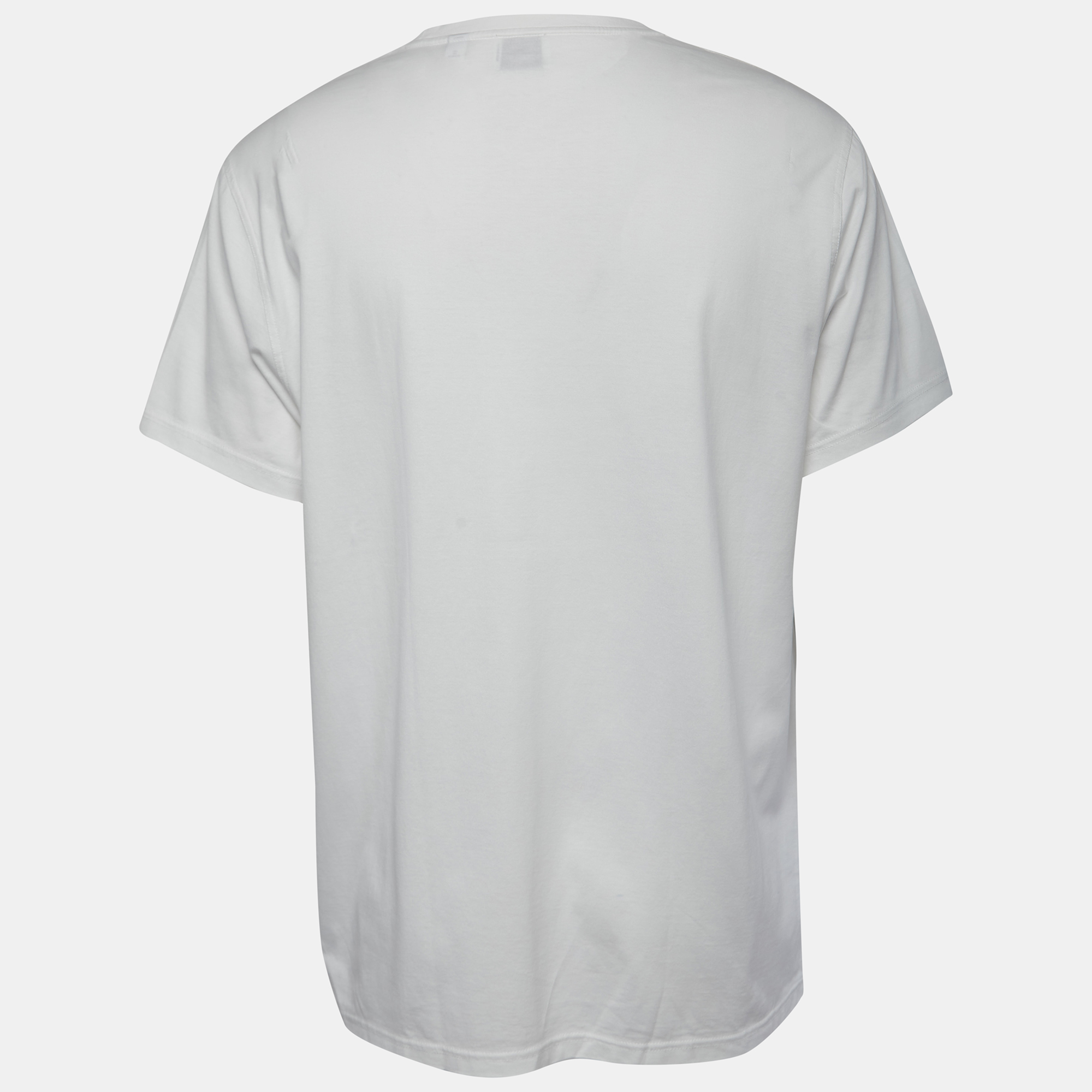 

Burberry White Logo Embroidered Cotton Crew Neck Short Sleeve T-Shirt