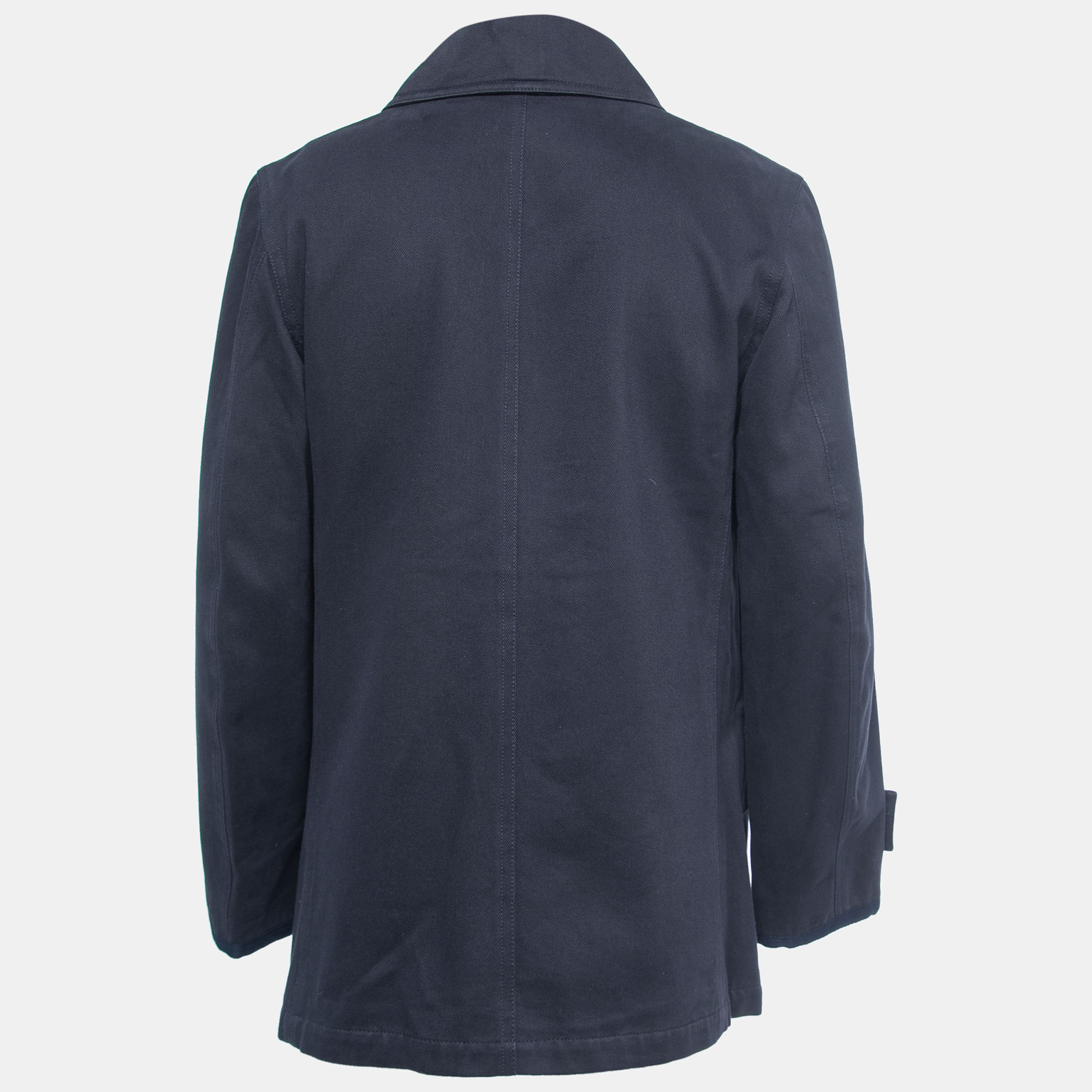 

Burberry Vintage Navy Blue Cotton Single Breasted Coat
