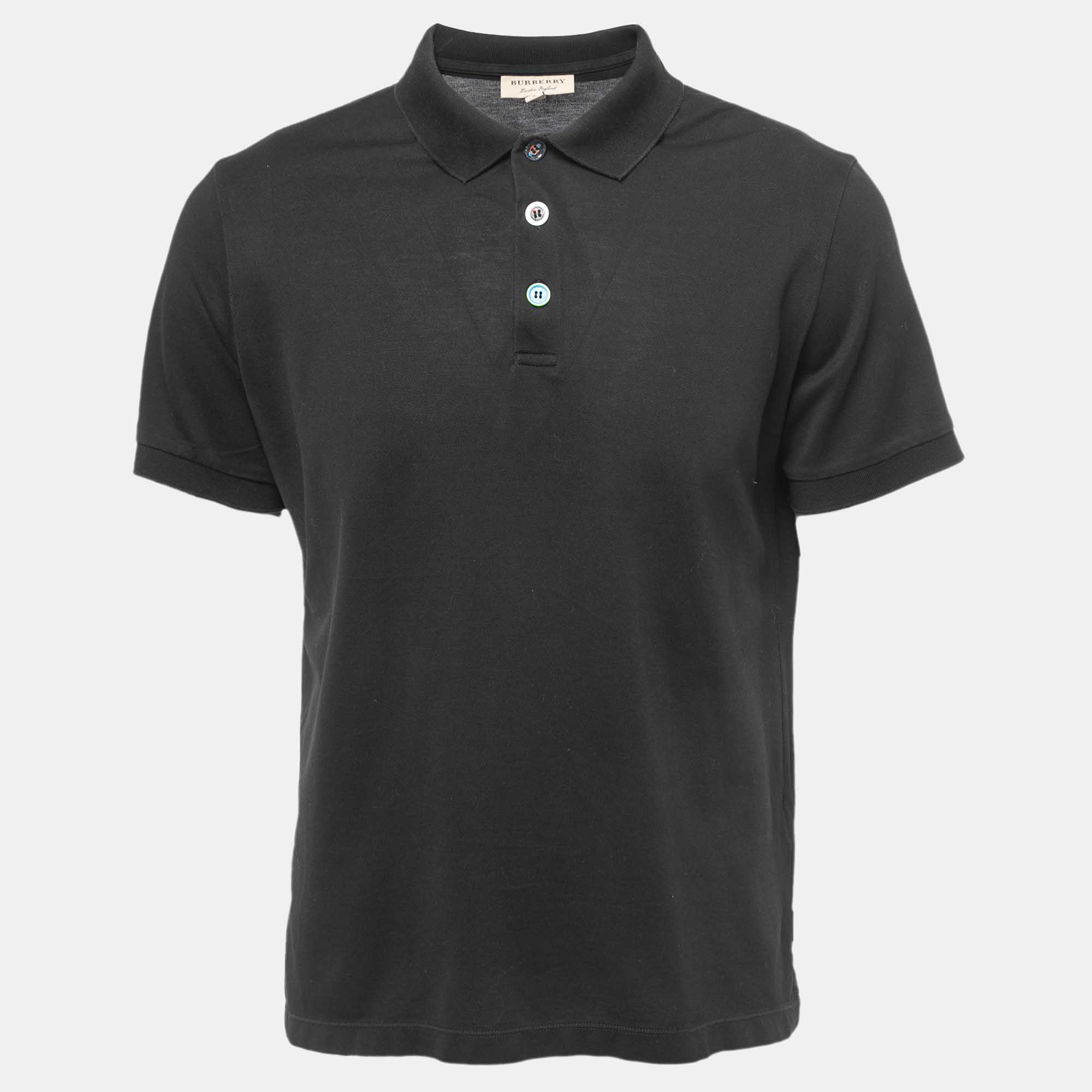 

Burberry Black Cotton Pique Polo T-Shirt