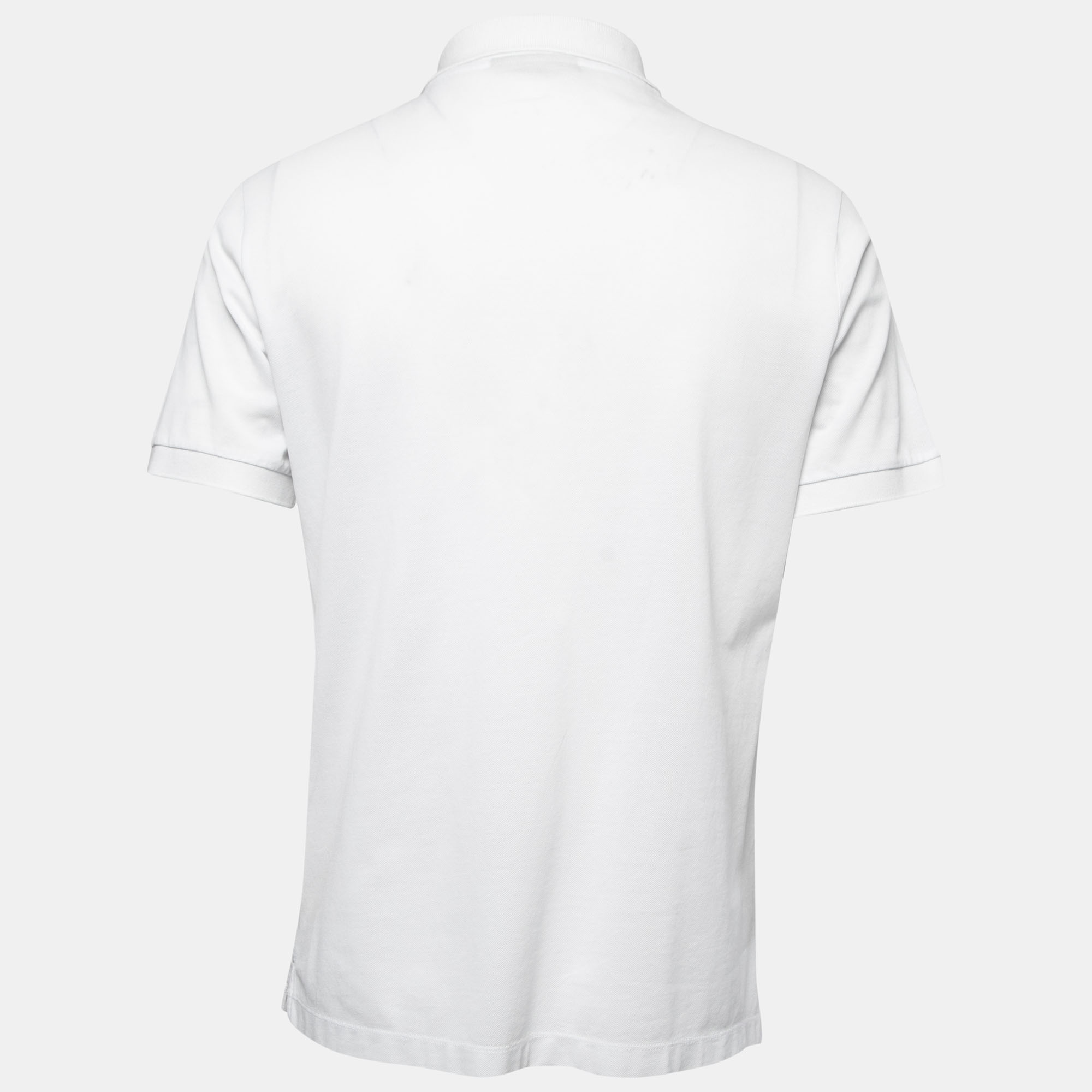 

Burberry White Logo Embroidered Cotton Pique Polo T-Shirt