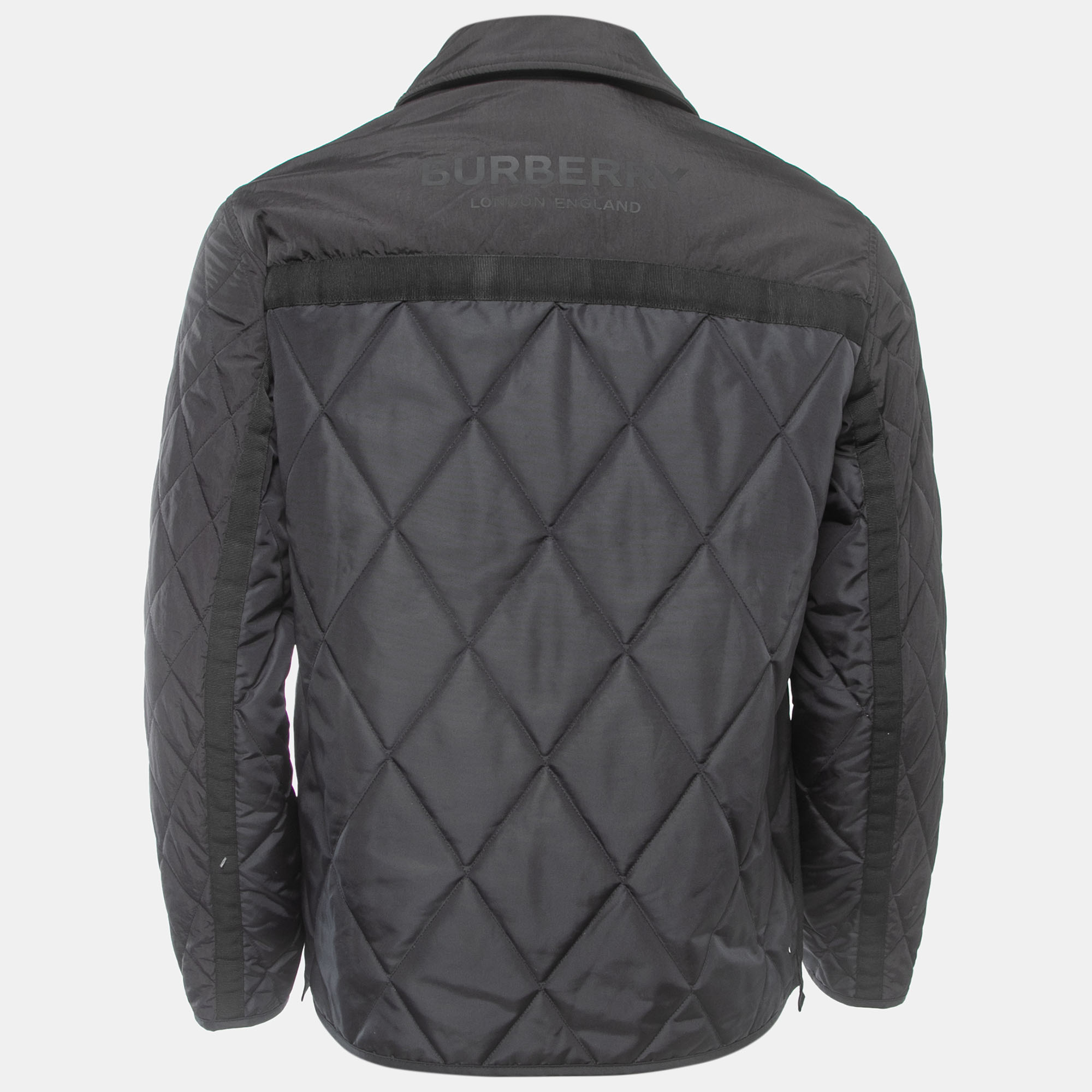 

Burberry Black Quilted Nylon Zip Front Jacket