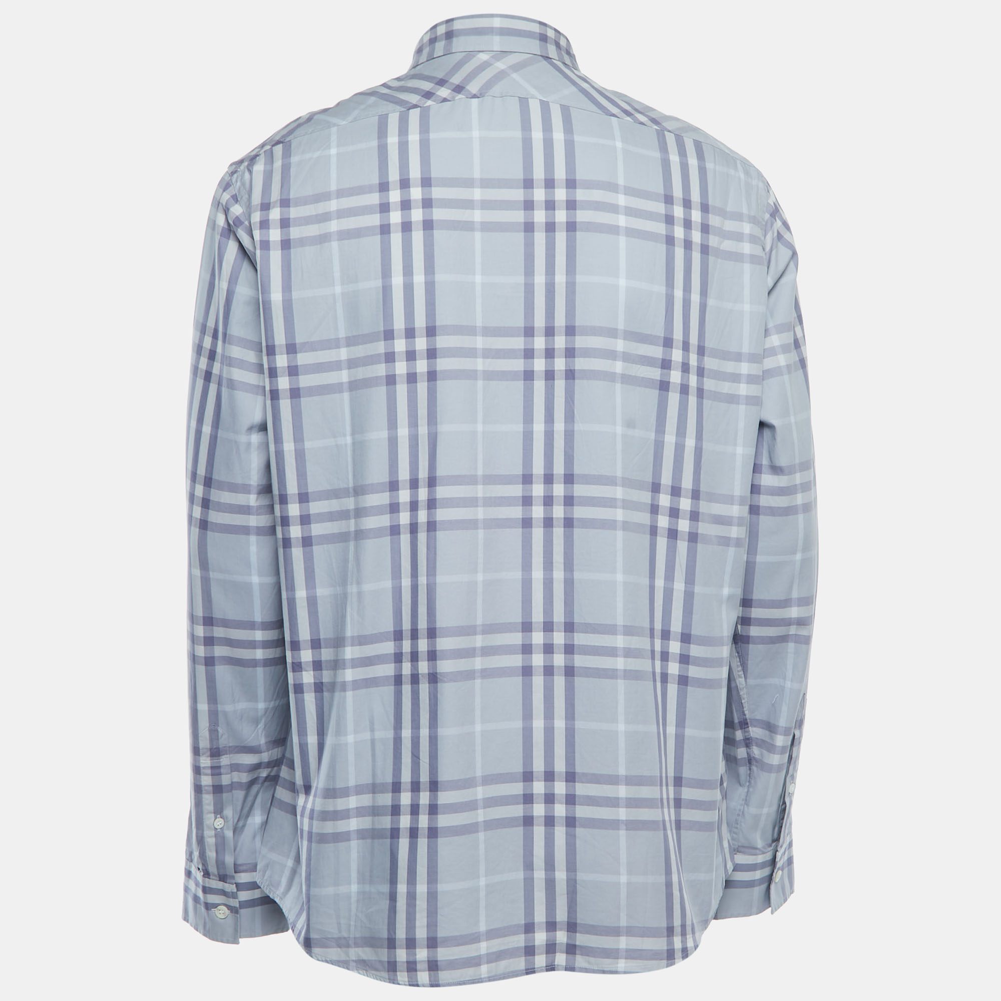 

Burberry Blue Plaid Cotton Button Down Full Sleeve Shirt