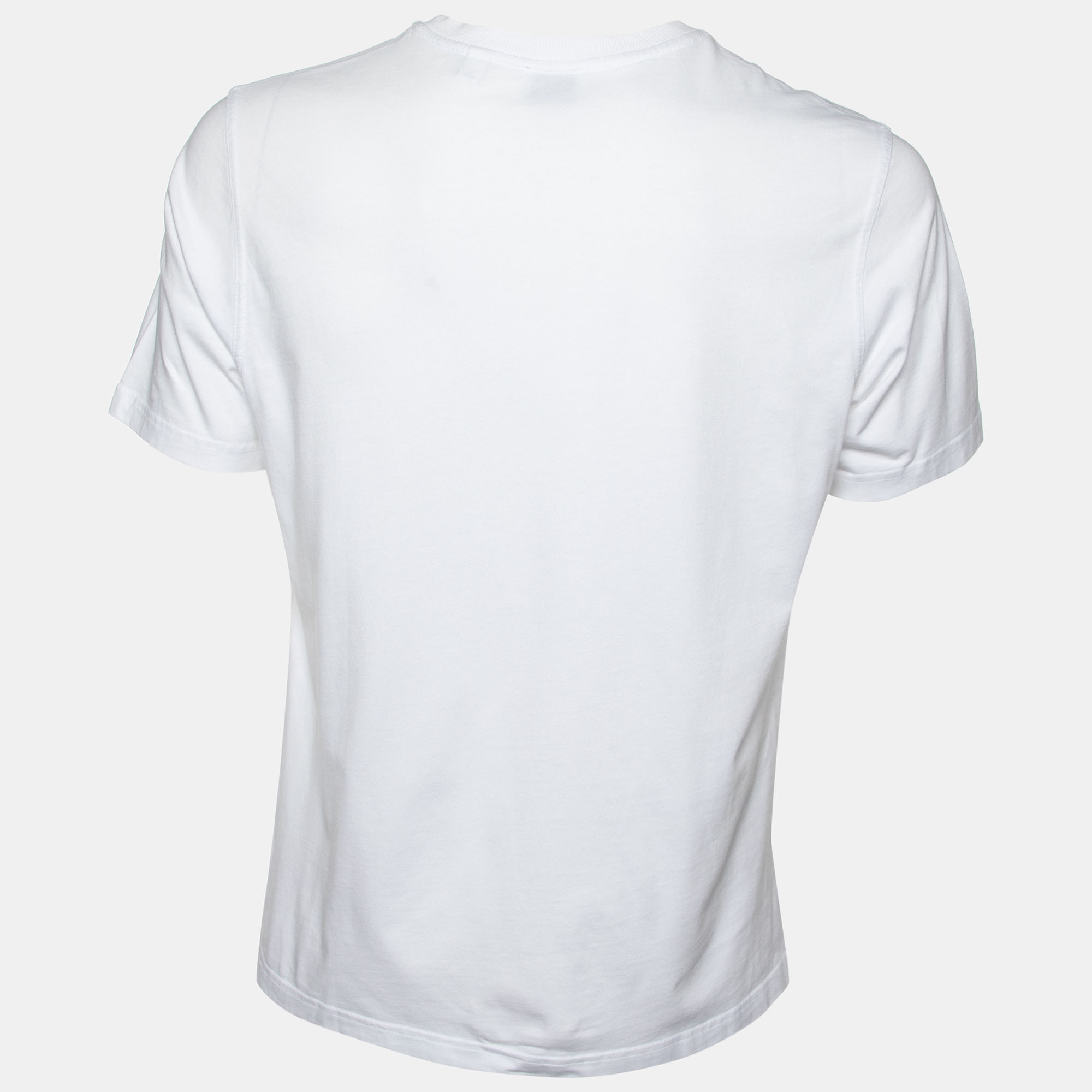 

Burberry White Logo Printed Cotton Knit Crewneck T-Shirt