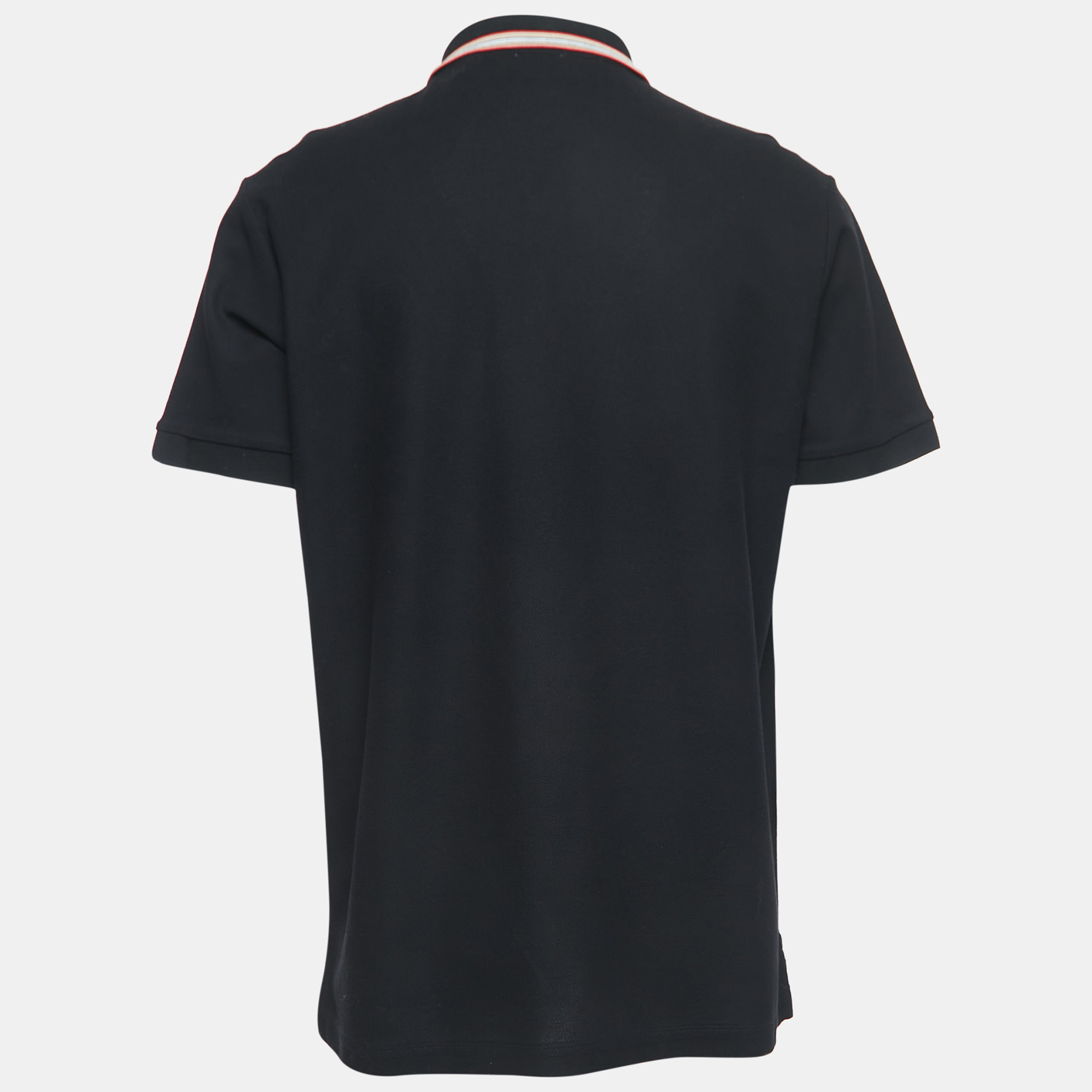 

Burberry Black Cotton Icon Stripe Polo T-Shirt