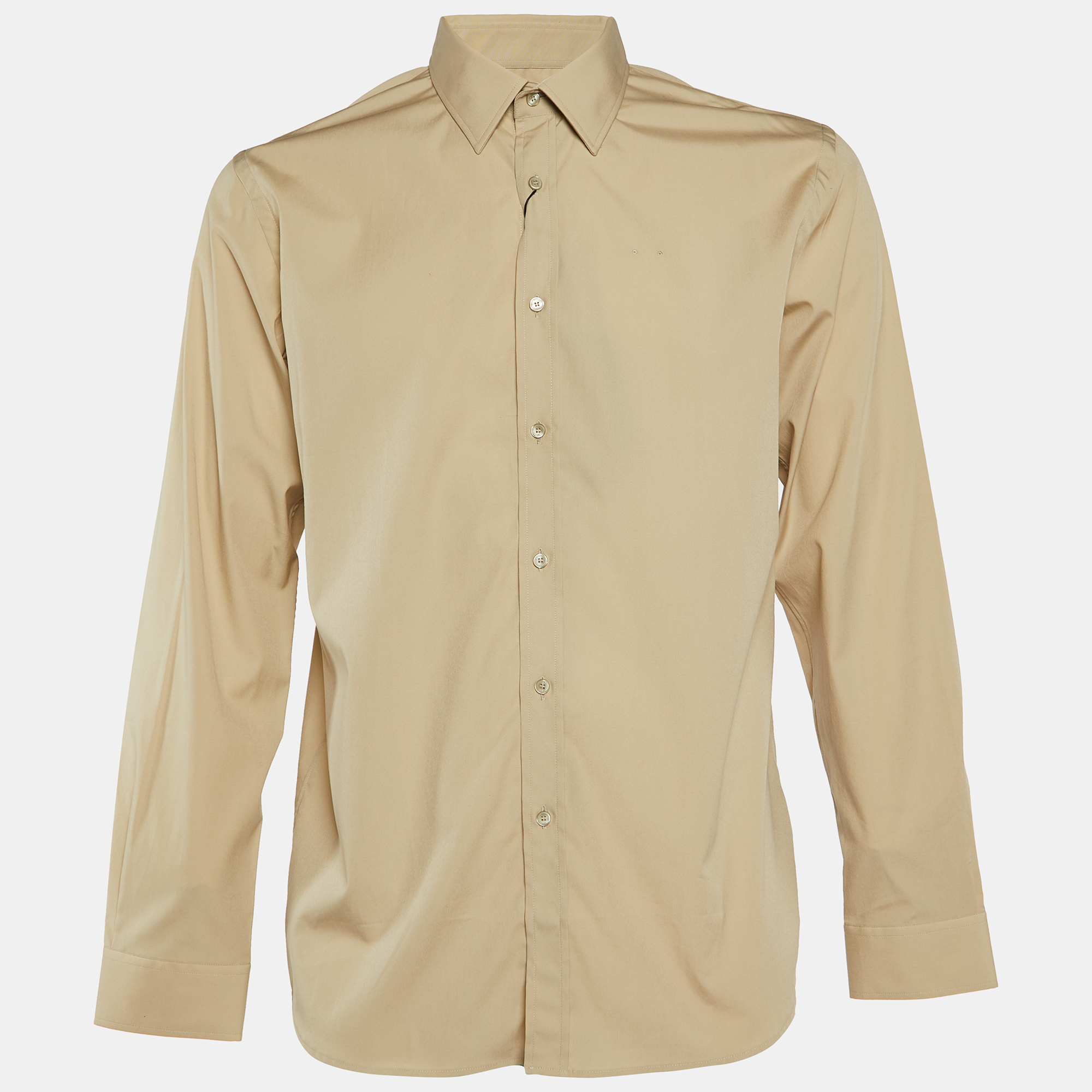 Pre-owned Burberry Beige Cotton Button Front Full Sleeve Shirt L