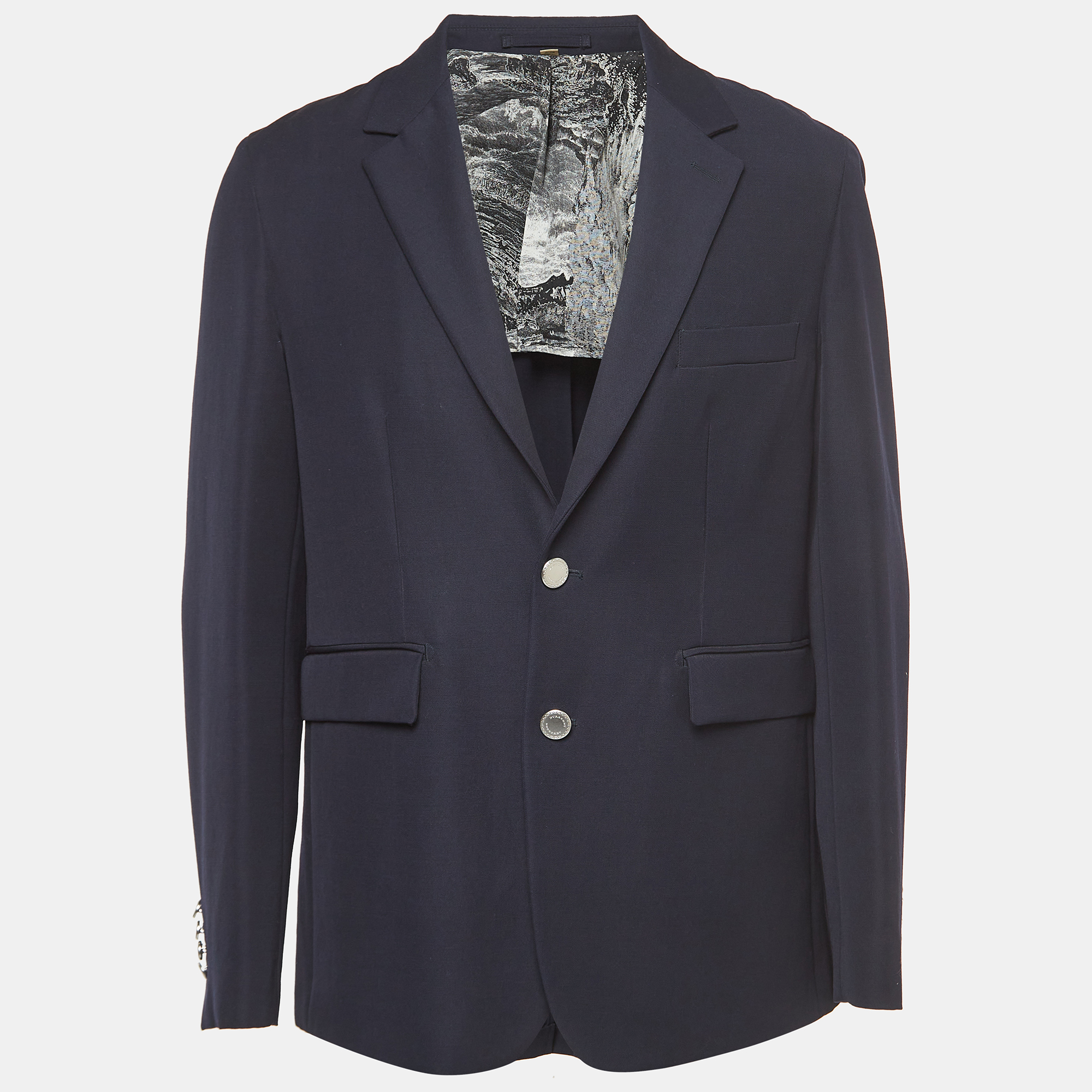 Pre Owned Burberry Navy Blue Wool Single-Breasted Blazer 3XL