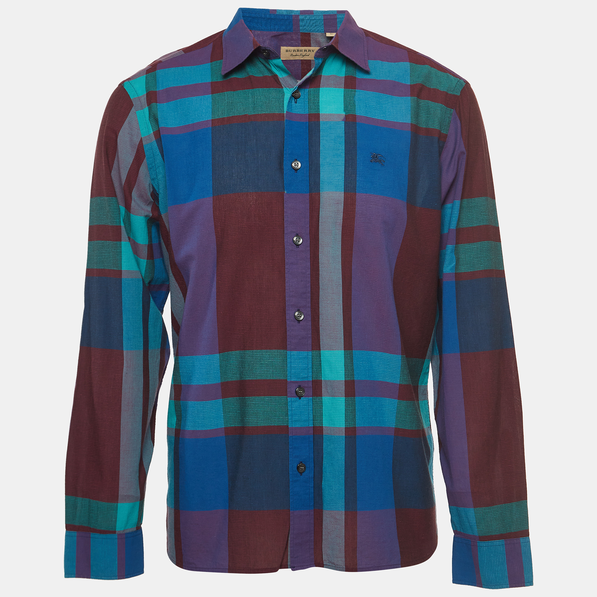 

Burberry Purple Checked Cotton Long Sleeve Shirt