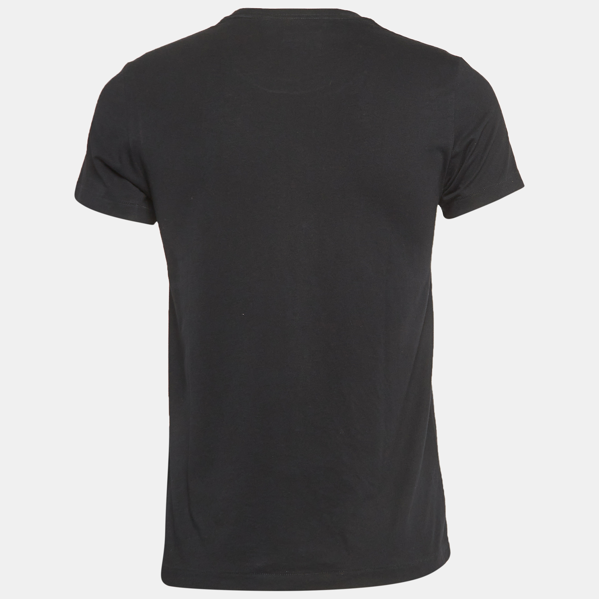 

Burberry Black Cotton Logo Embroidered Crew Neck T-Shirt