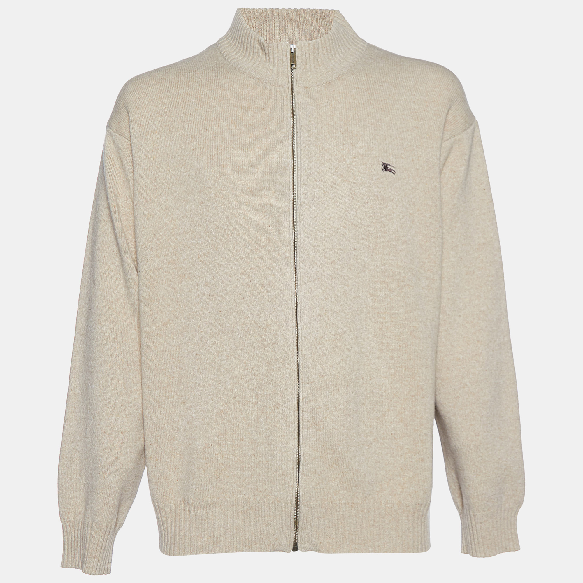 

Burberry Beige Lambs Wool Zip Up Sweater XL