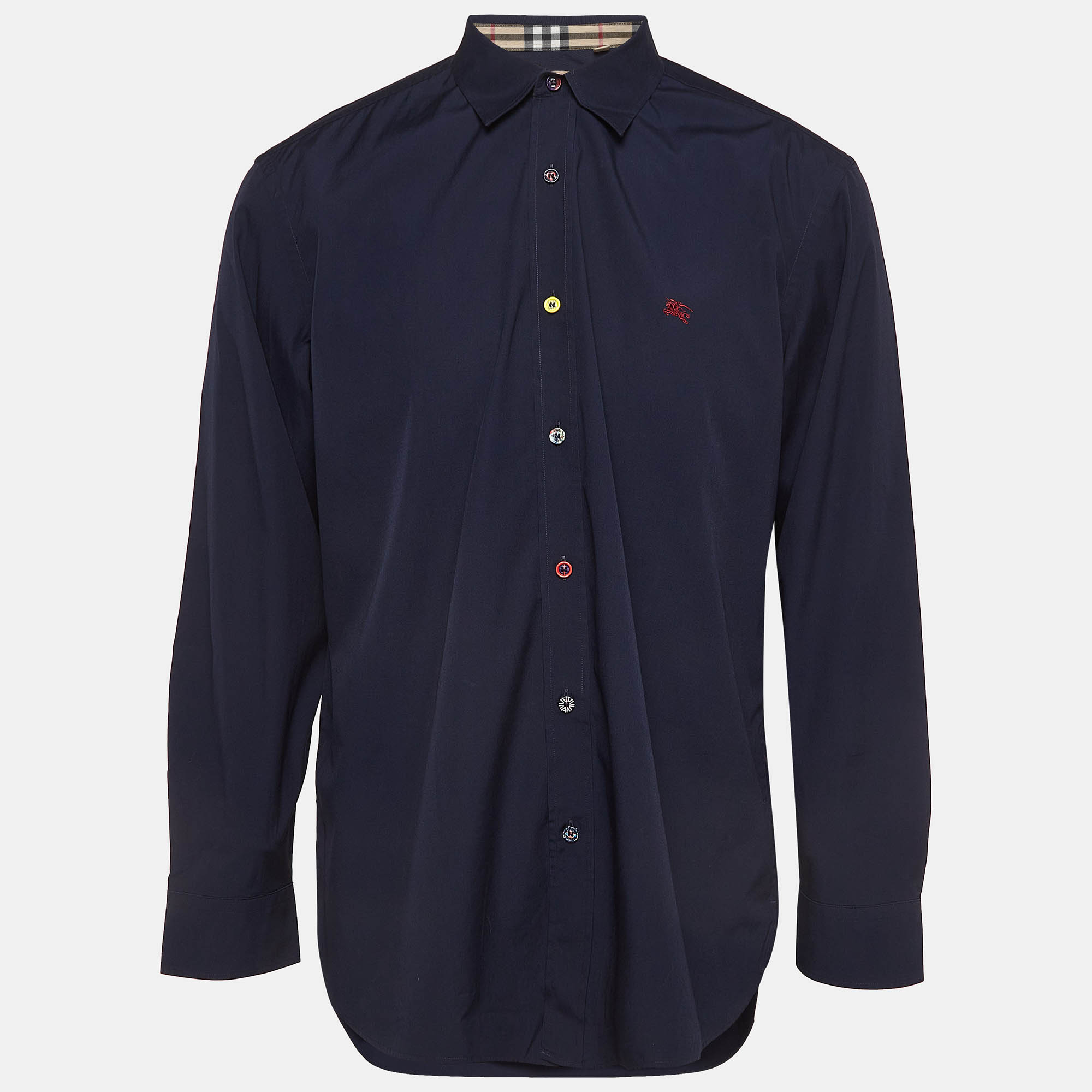 

Burberry Navy Blue Cotton Long Sleeve Shirt XXL