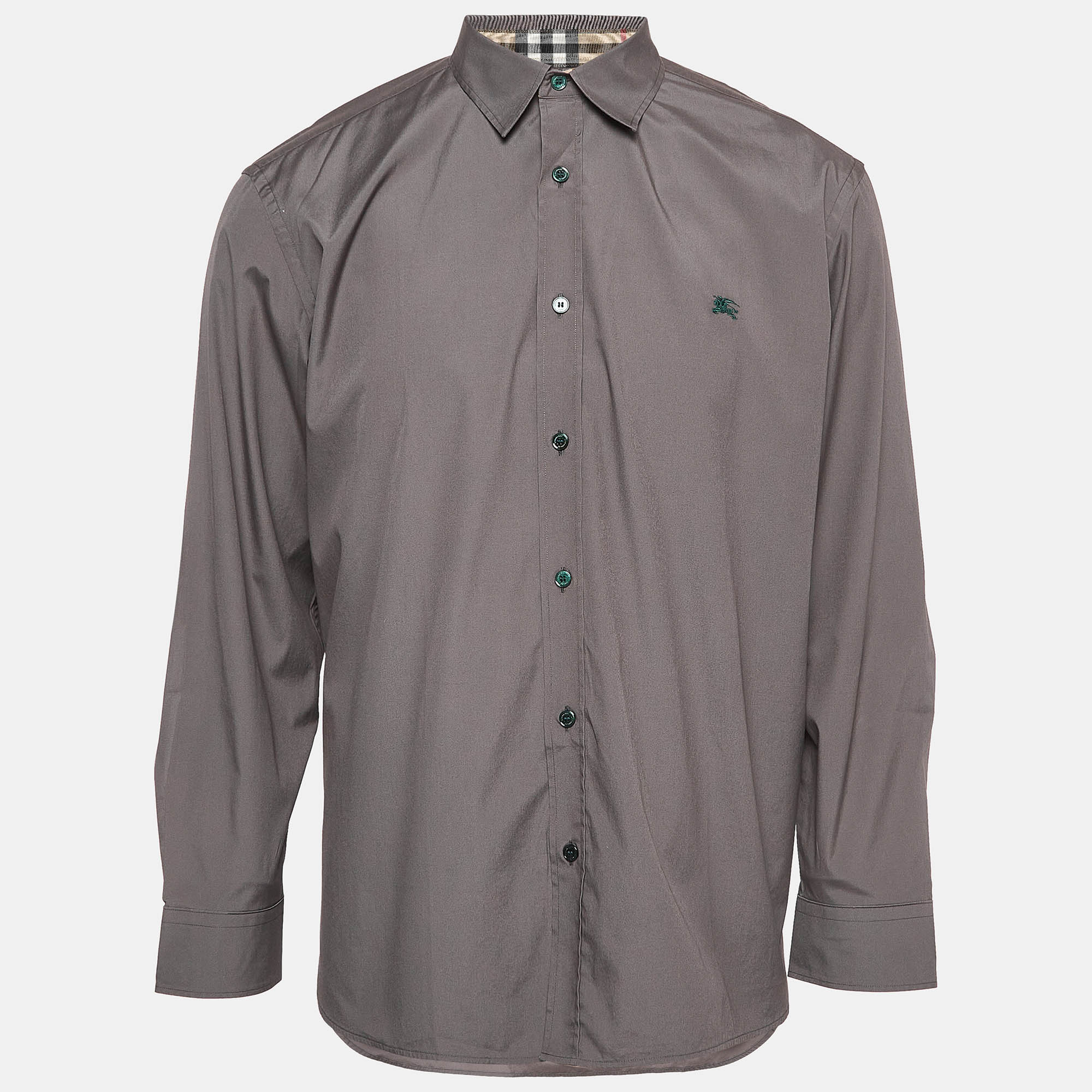 

Burberry Grey Cotton Long Sleeve Shirt XXL