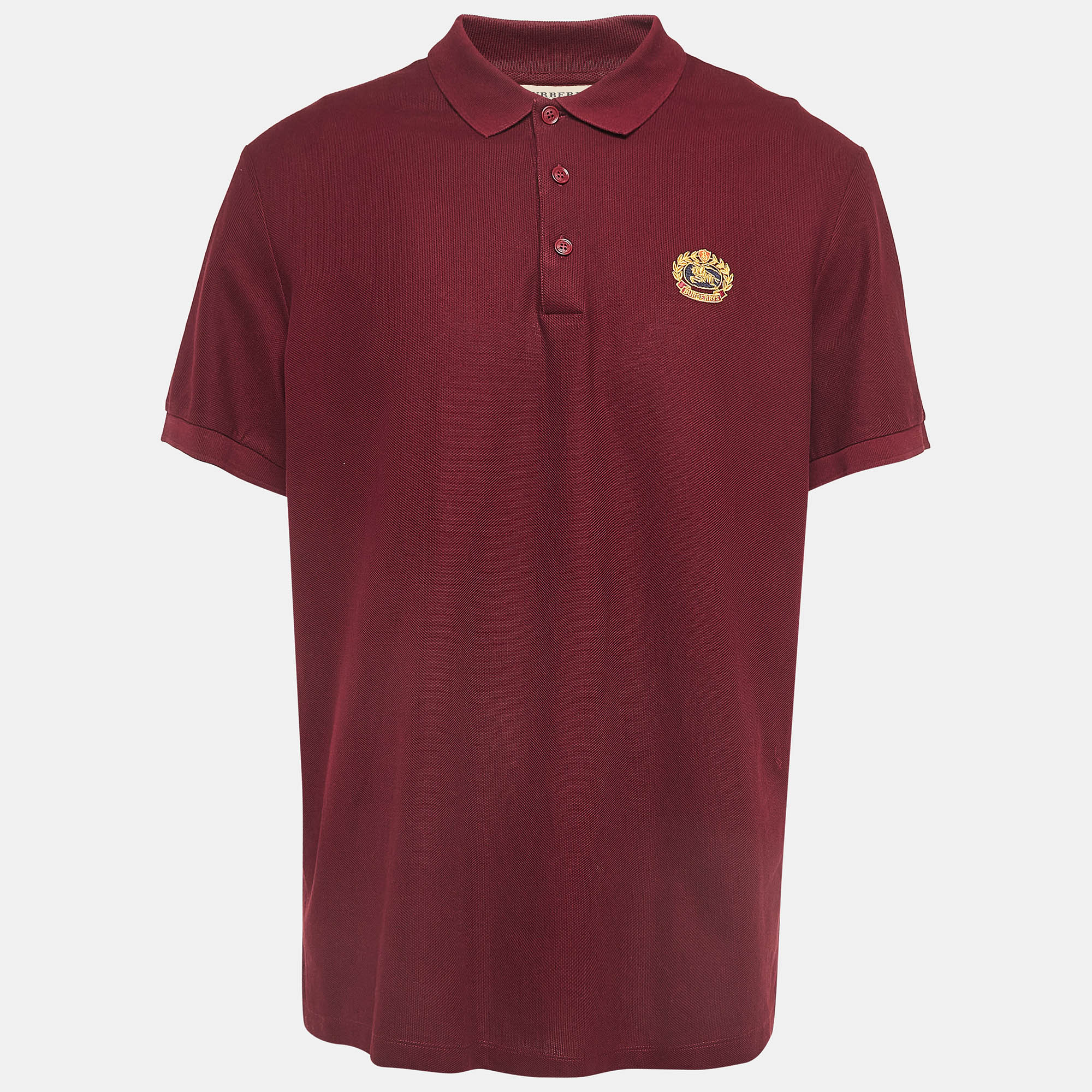 

Burberry Maroon Cotton Pique Polo T-Shirt XXL, Red