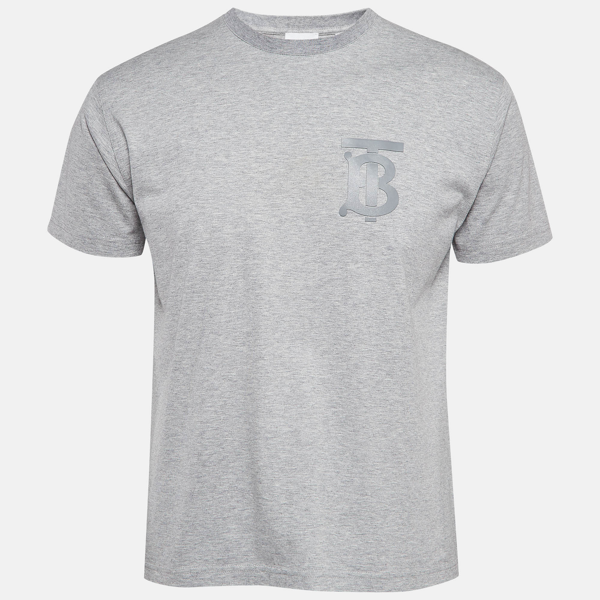 

Burberry Grey Logo Printed Cotton Knit Tshirt XXS