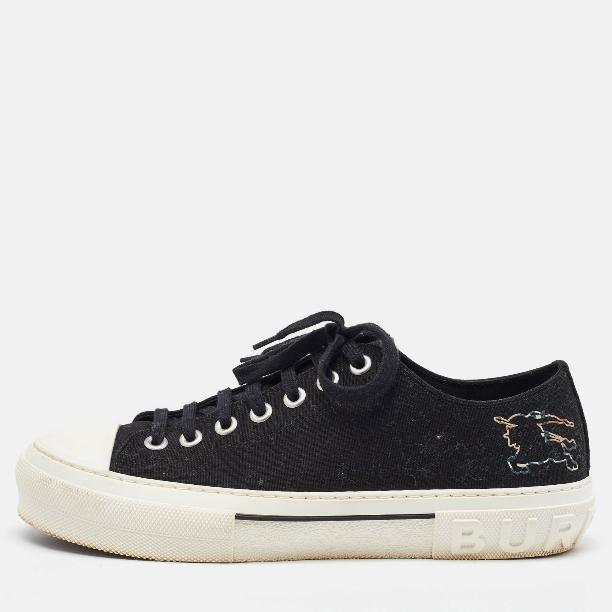 

Burberry Black Canvas Jack Print Low Top Sneakers Size