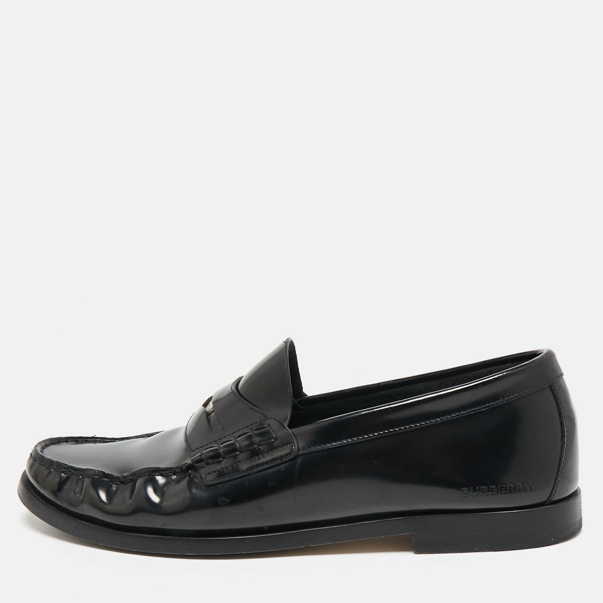 

Burberry Black Brushed Leather Rupert Loafers Size