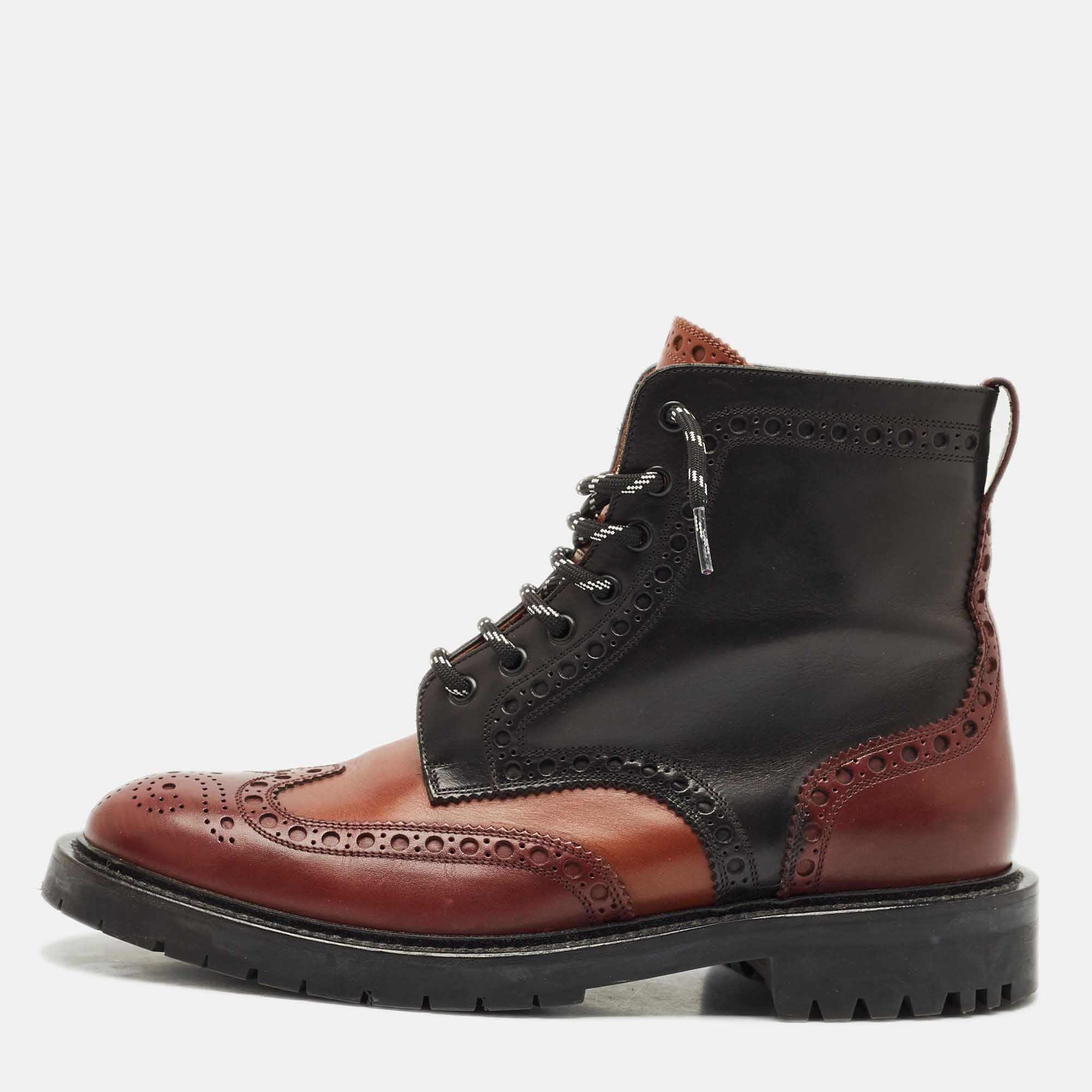 

Burberry Tricolor Leather Barkestone Combat Boots Size, Brown