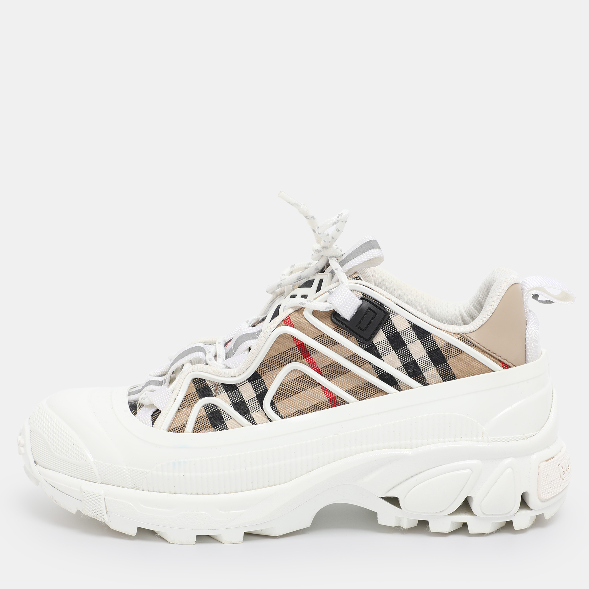 

Burberry White/Beige Check Fabric and Rubber Arthur Low Top Sneakers Size 39