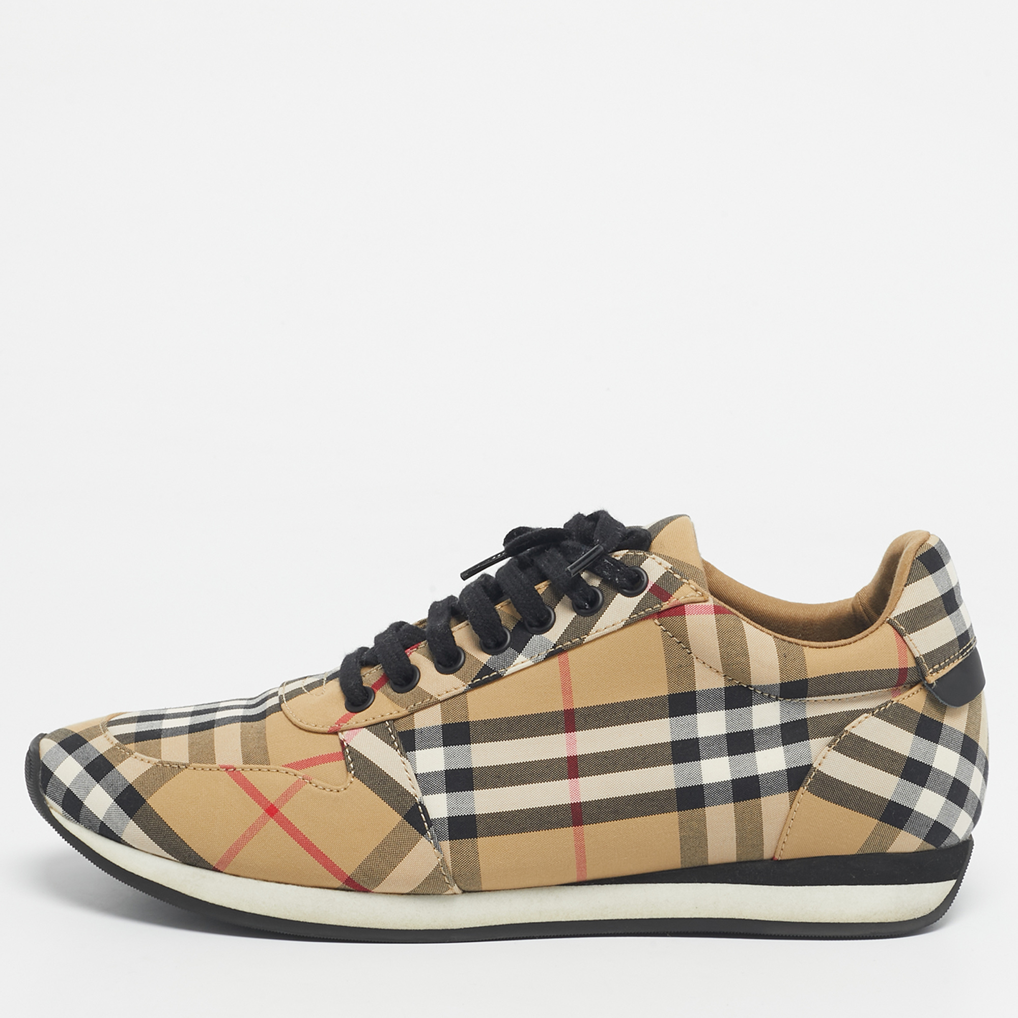

Burberry Beige/White Check Canvas Low Top Sneakers Size