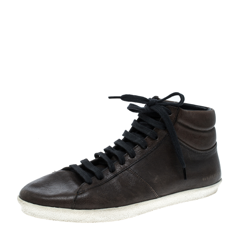 Burberry Brown Leather High Top Sneakers Size 40