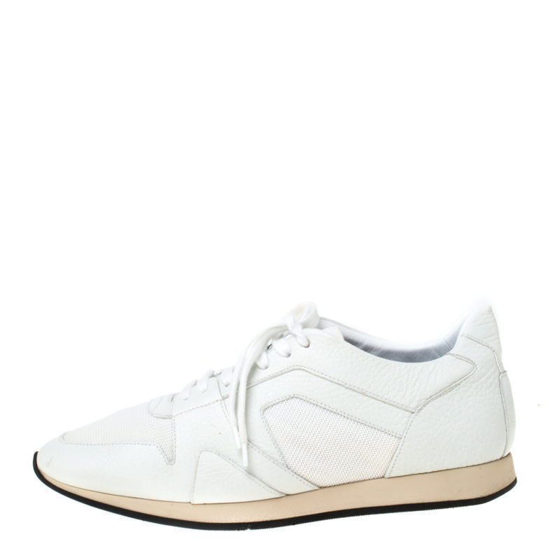 

Burberry White Leather and Mesh Fields Sneakers Size
