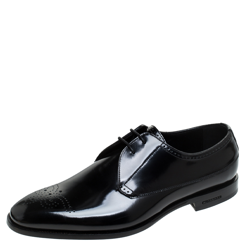 Burberry Black Leather Cranbrook Derby Size 41.5