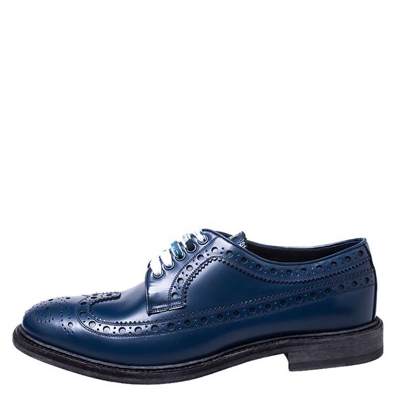 

Burberry Blue Brogue Leather Alexton Lace Up Derby Size