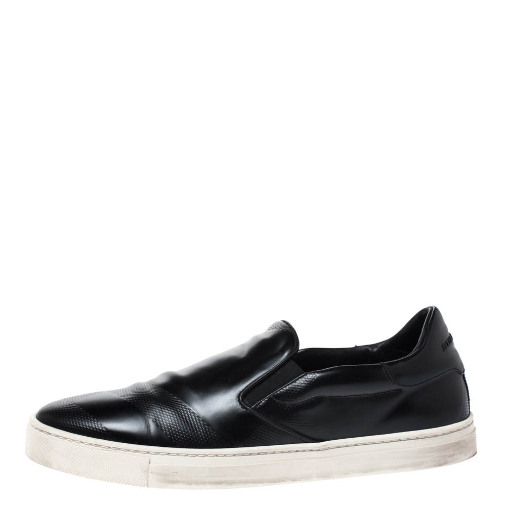 

Burberry Black Leather Copford Slip On Sneakers Size