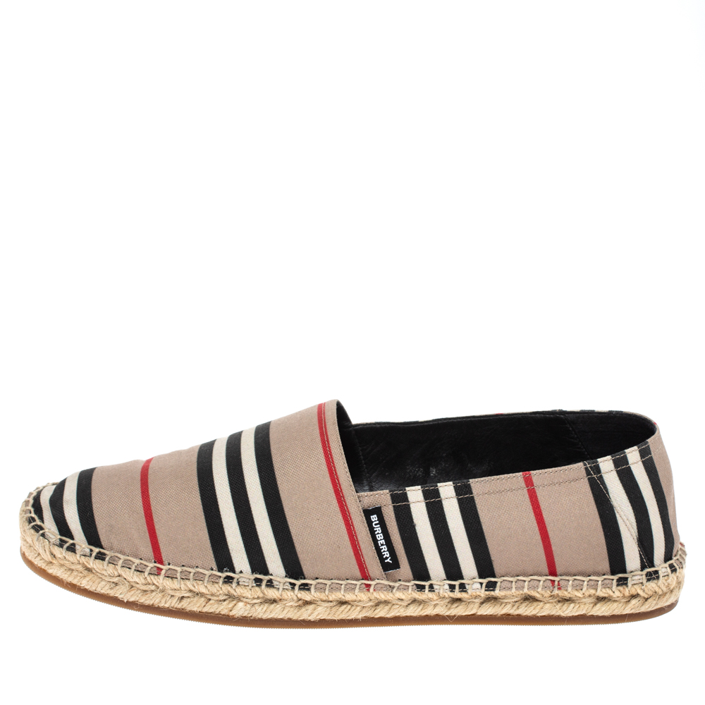 

Burberry Beige Icon Stripe Canvas Espadrilles Flats Size, Brown