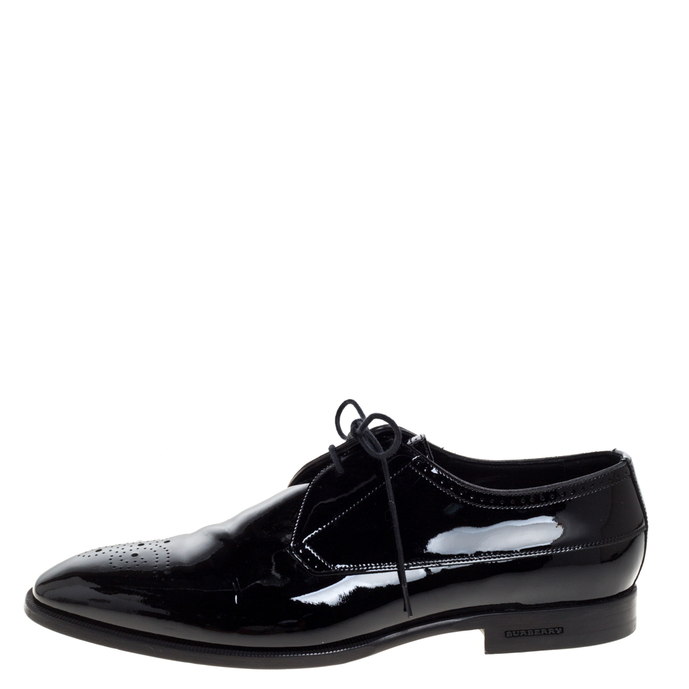 

Burberry Black Brogue Patent Leather Lace Up Derby Size