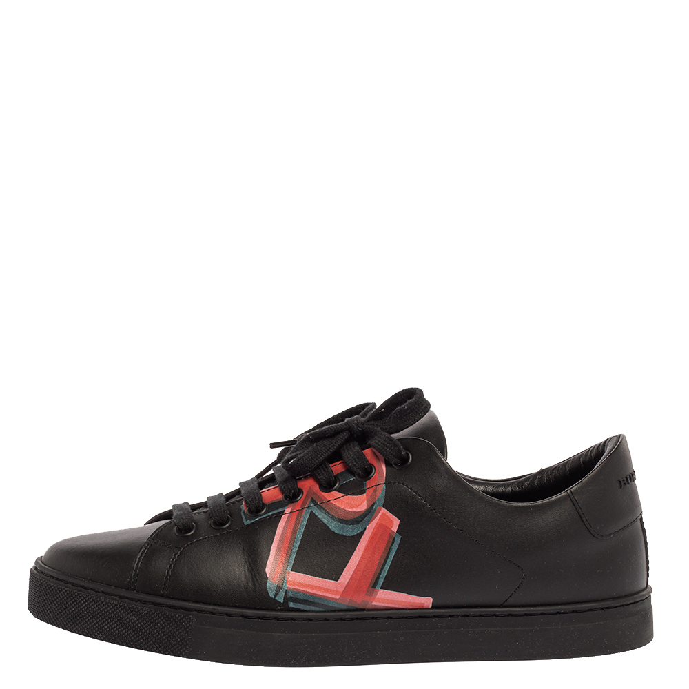 

Burberry Black Leather Albert Low Top Sneakers Size