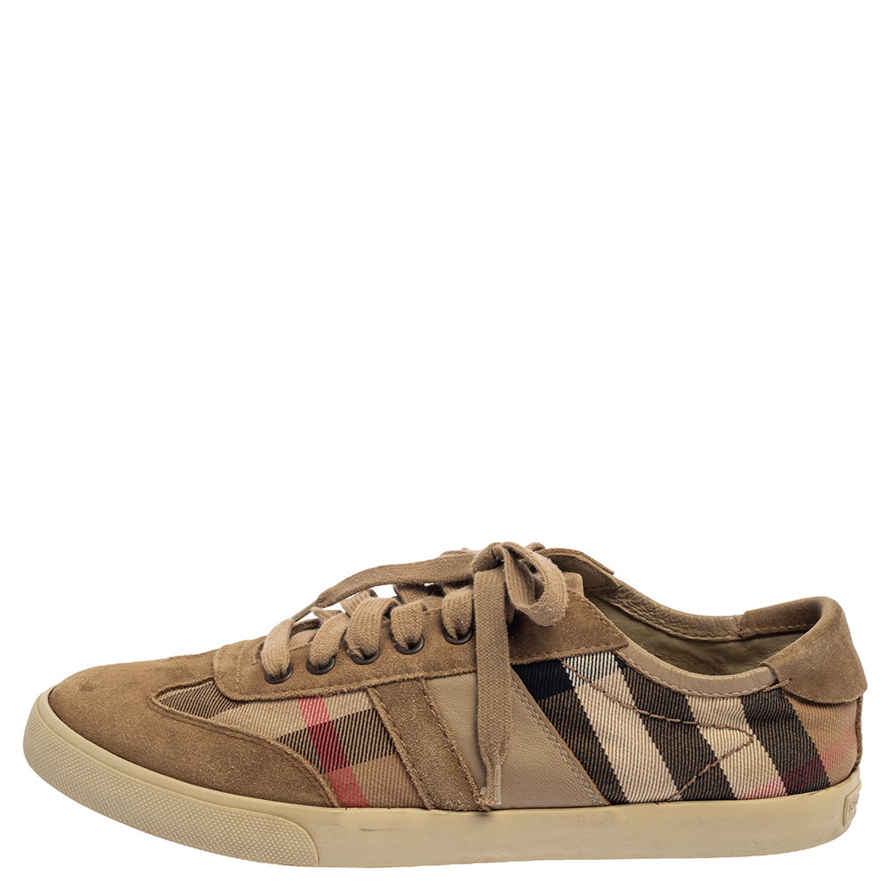 

Burberry Beige Suede And Canvas Low Top Sneakers Size