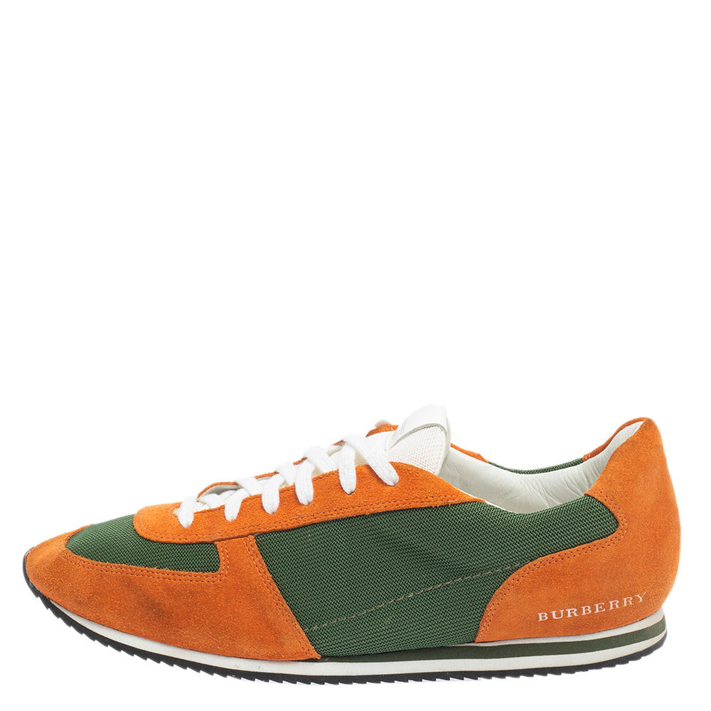 

Burberry Orange/Green Suede And Mesh Lace Up Sneaker Size