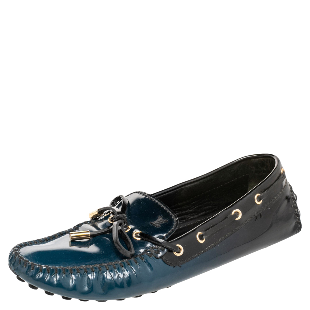 

Louis Vuitton Two Tone Patent Leather Arizona Slip On Loafers Size, Black