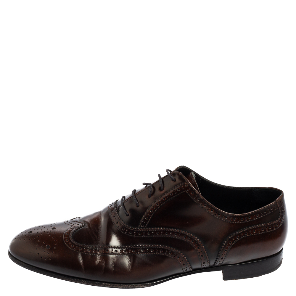 

Burberry Dark Brown Brogue Patent Leather Oxfords Size